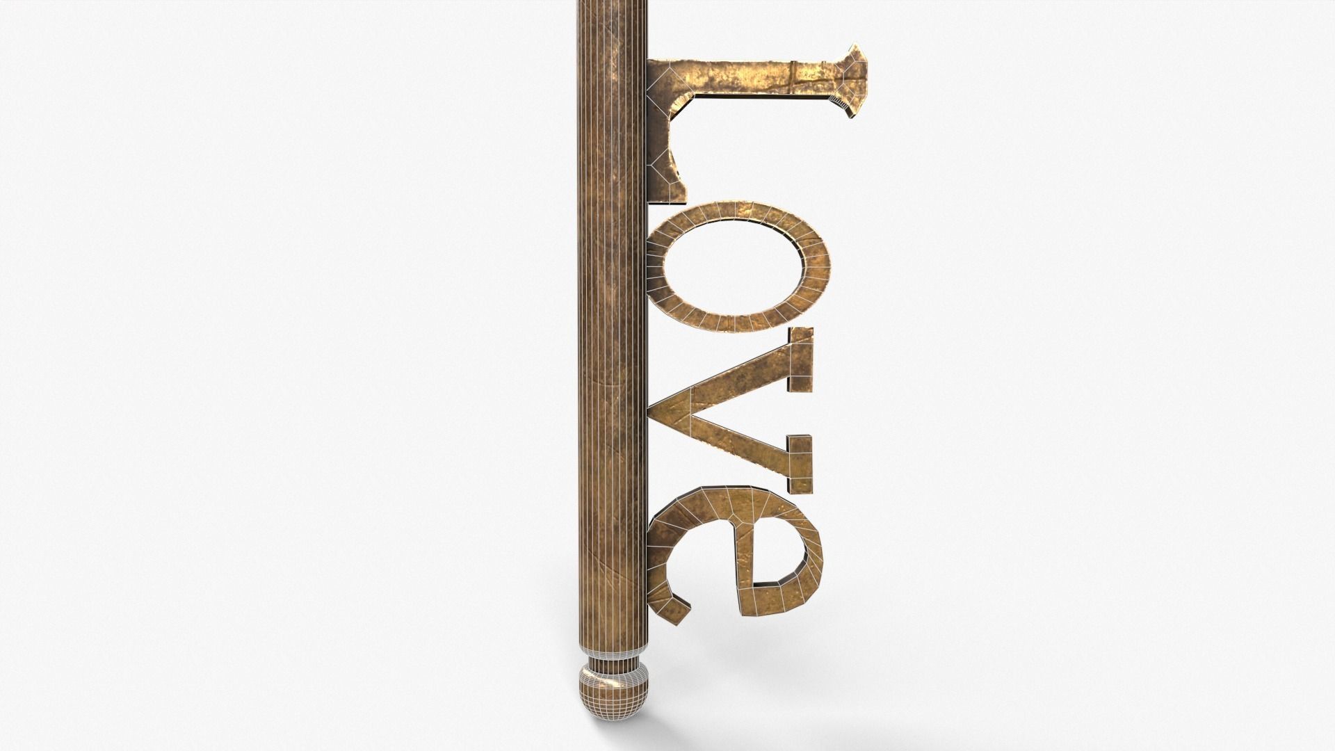 Medieval Copper Key V3 Low-poly 3D model_6