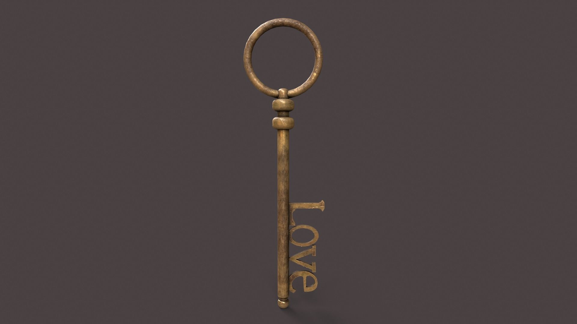 Medieval Copper Key V3 Low-poly 3D model_2