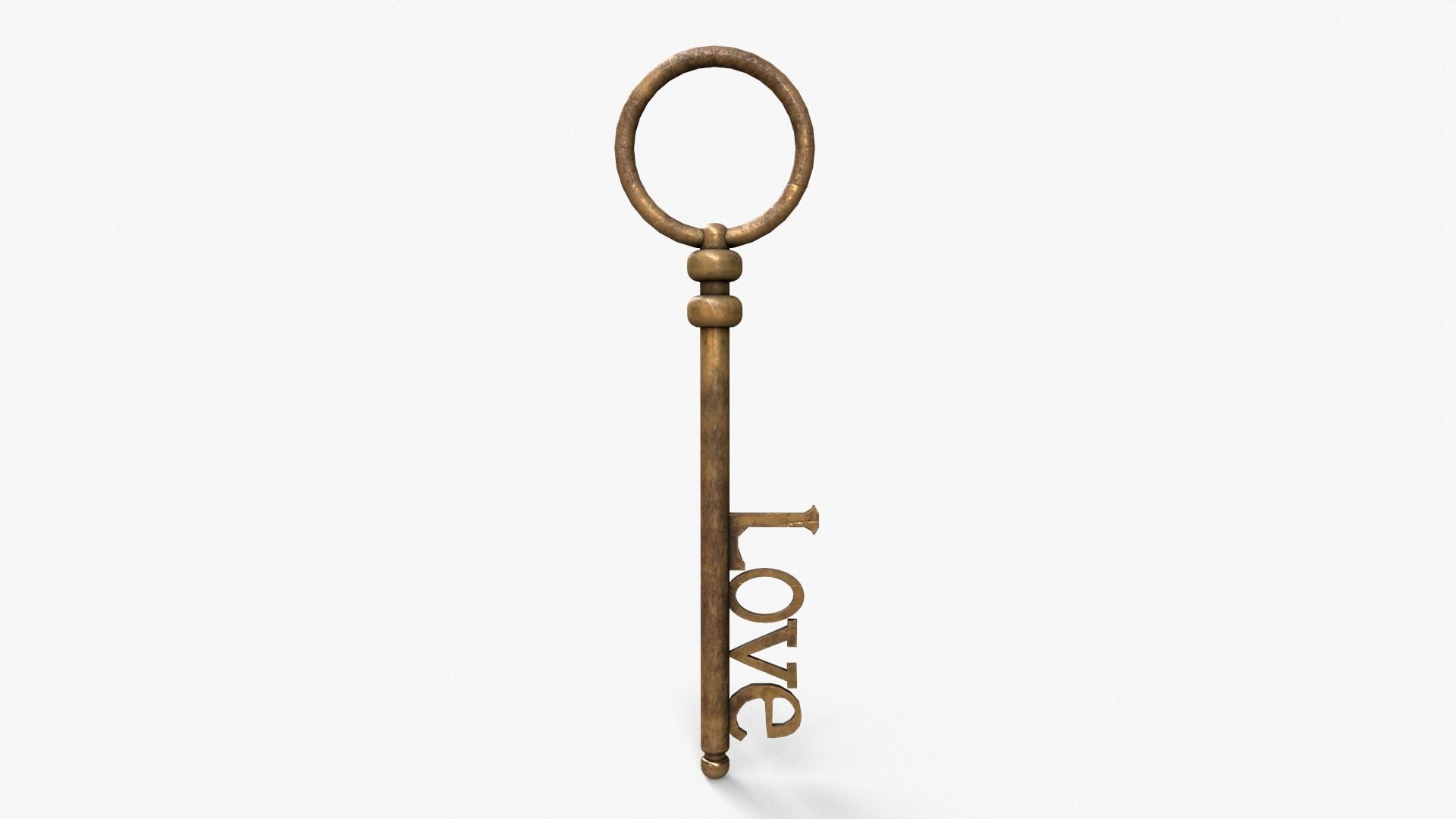 Medieval Copper Key V3 Low-poly 3D model_3
