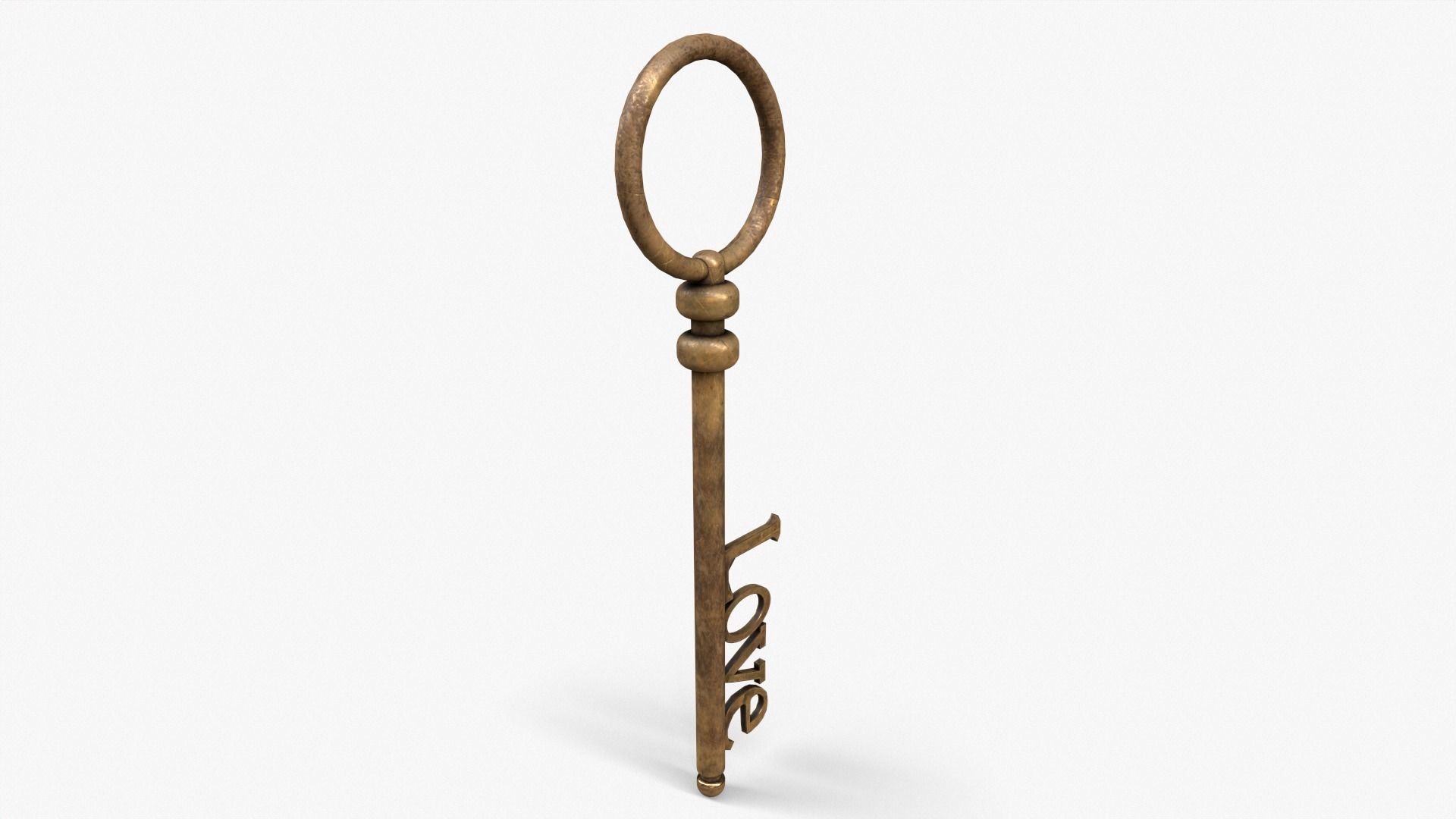 Medieval Copper Key V3 Low-poly 3D model_10