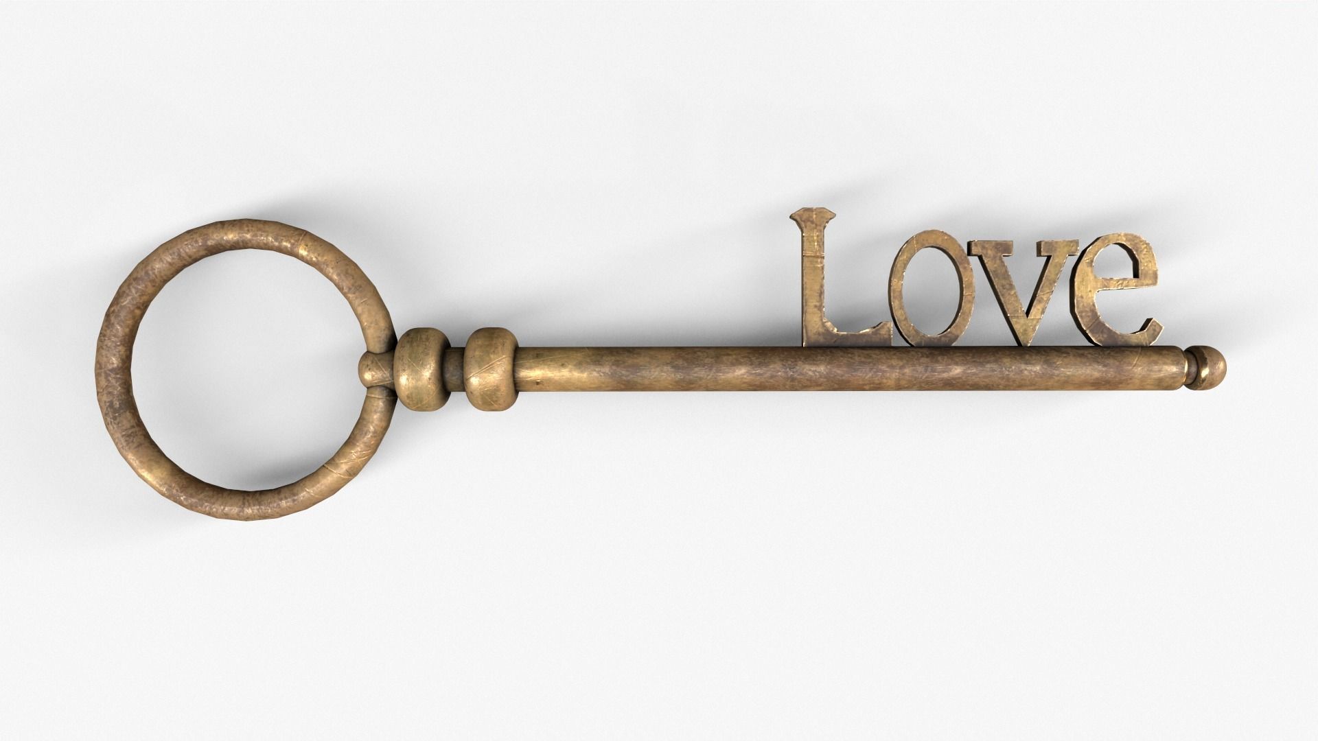Medieval Copper Key V3 Low-poly 3D model_11