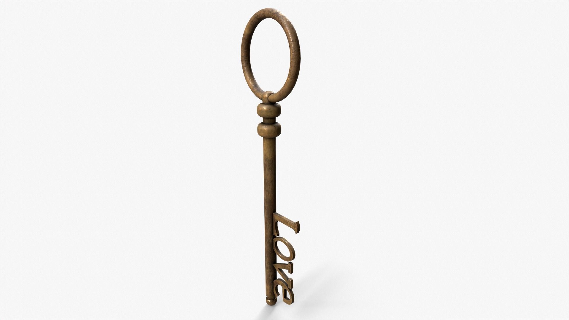 Medieval Copper Key V3 Low-poly 3D model_9
