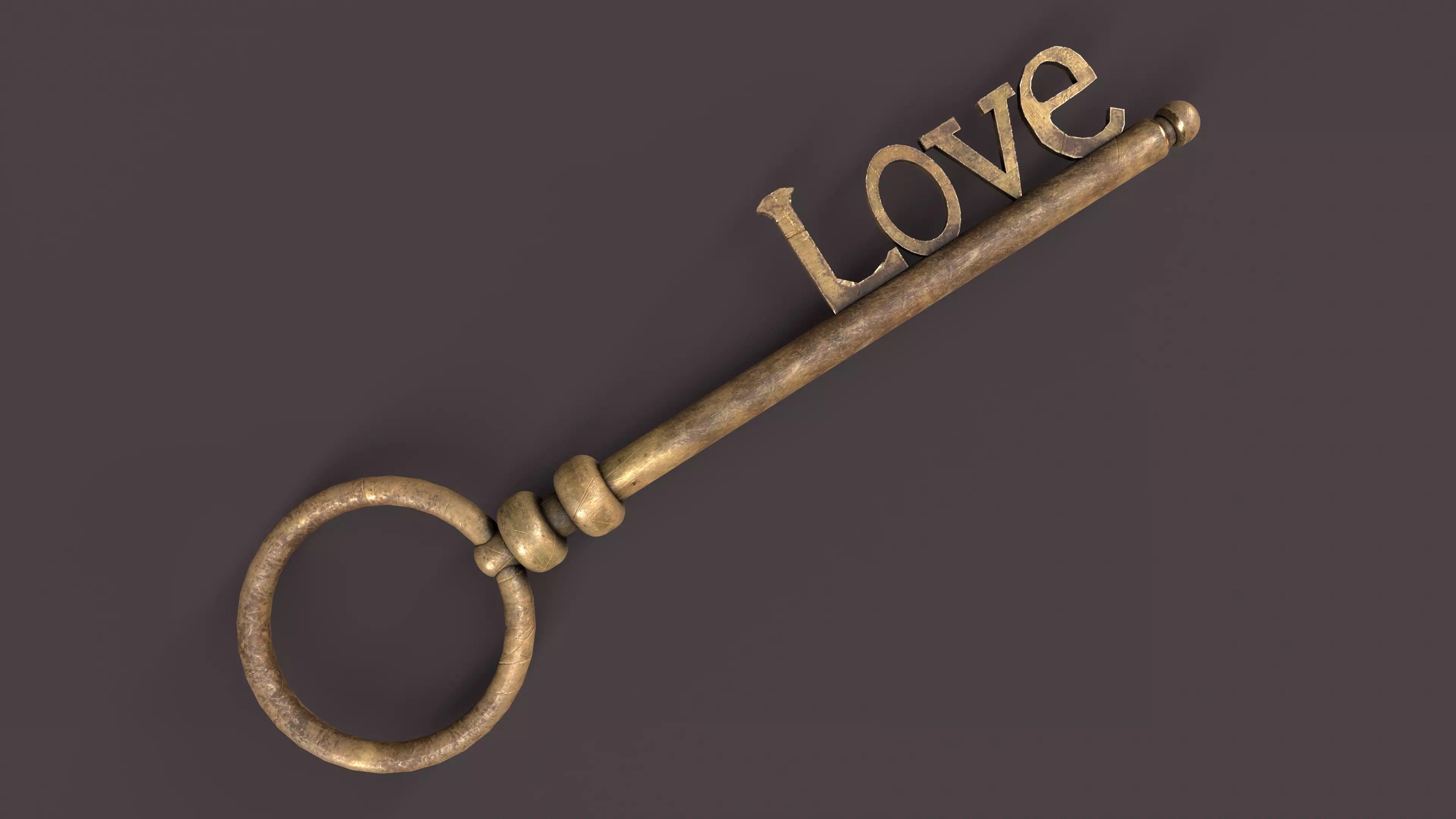 Medieval Copper Key V3 Low-poly 3D model_0