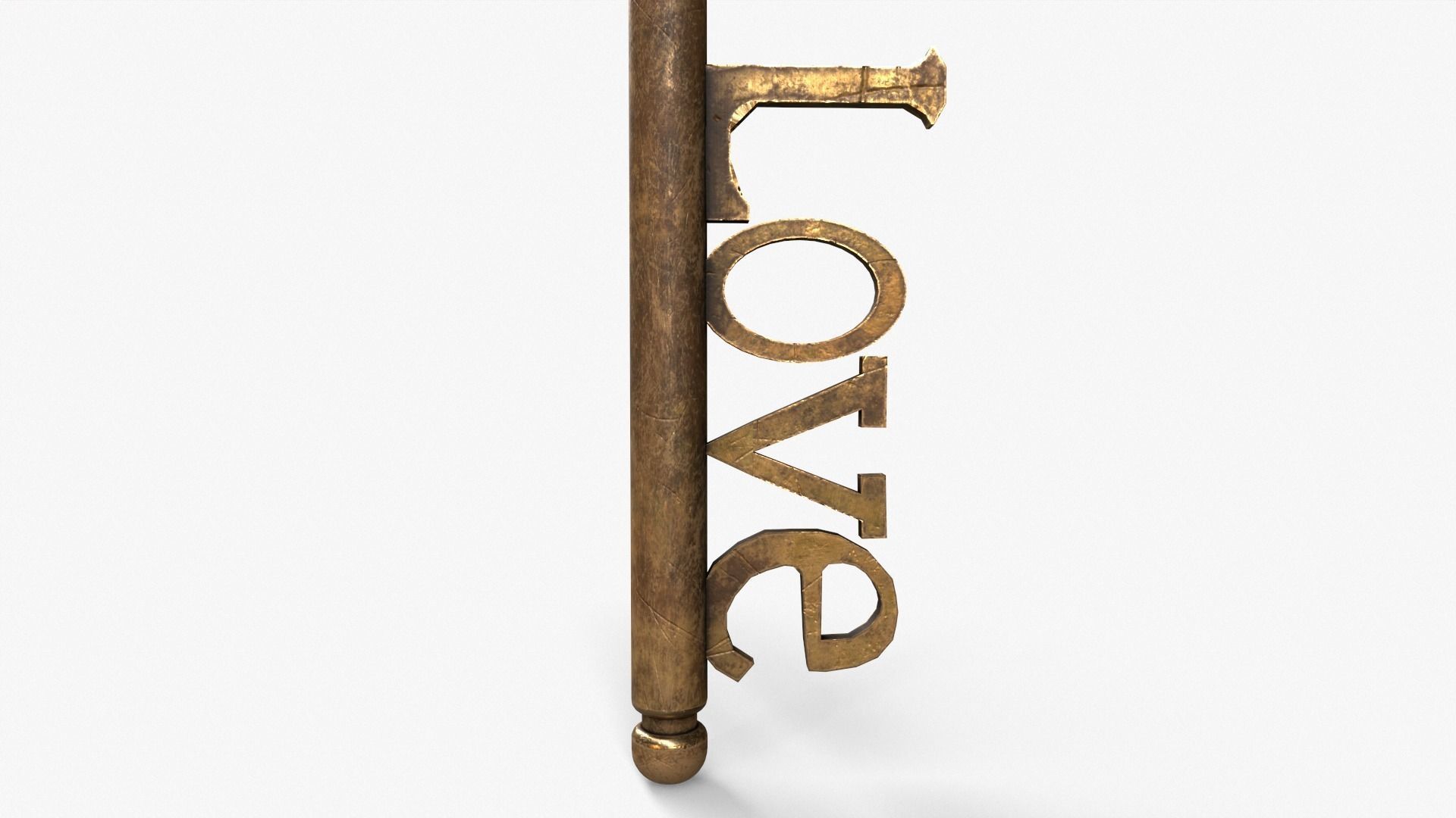 Medieval Copper Key V3 Low-poly 3D model_7