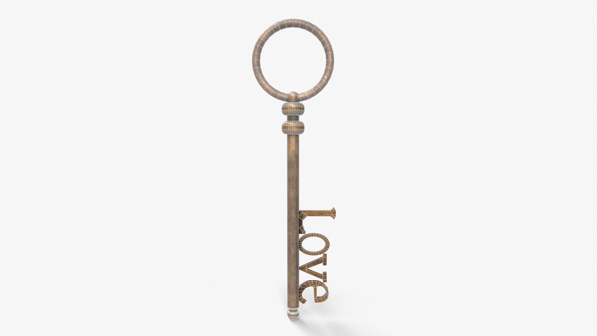 Medieval Copper Key V3 Low-poly 3D model_5