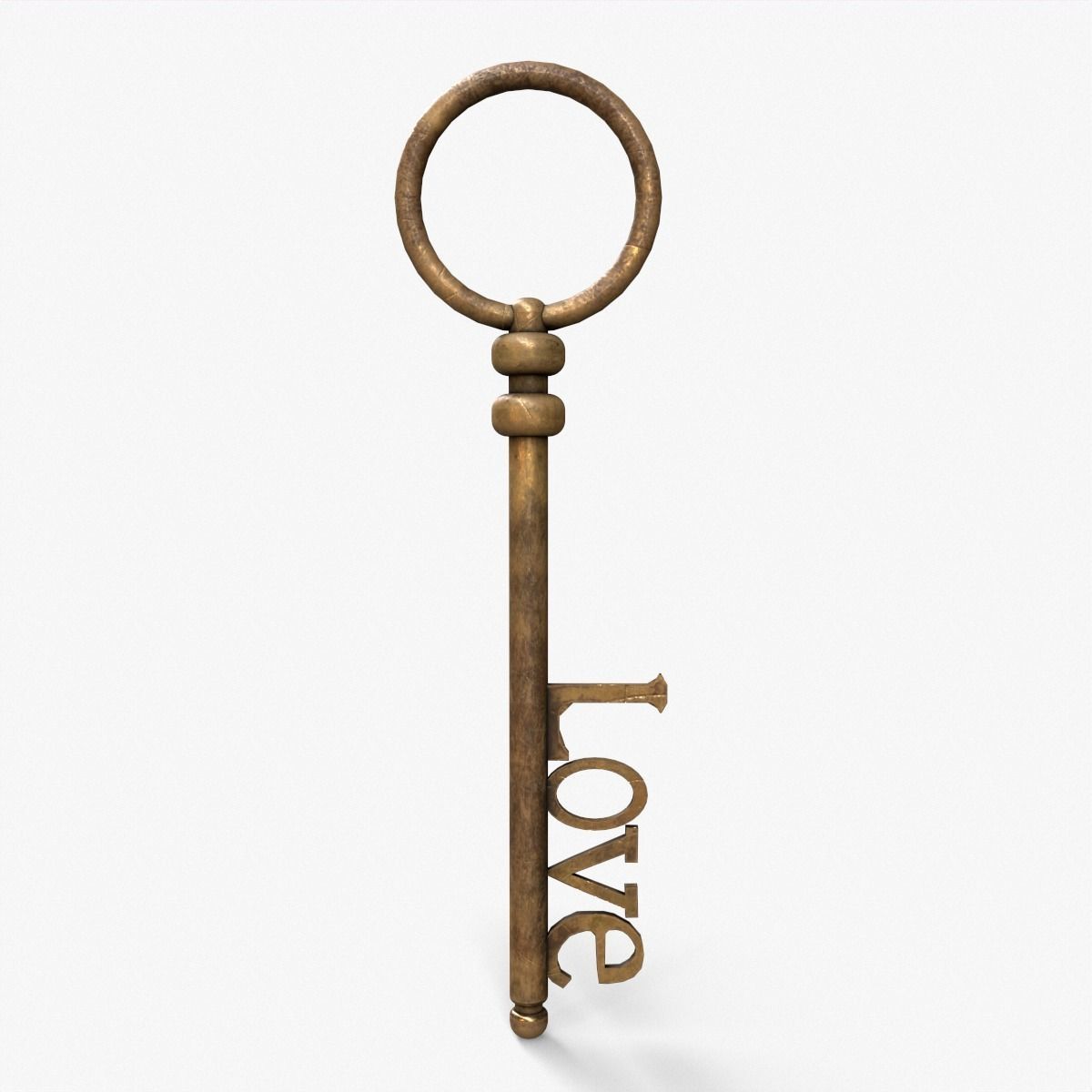 Medieval Copper Key V3 Low-poly 3D model_4