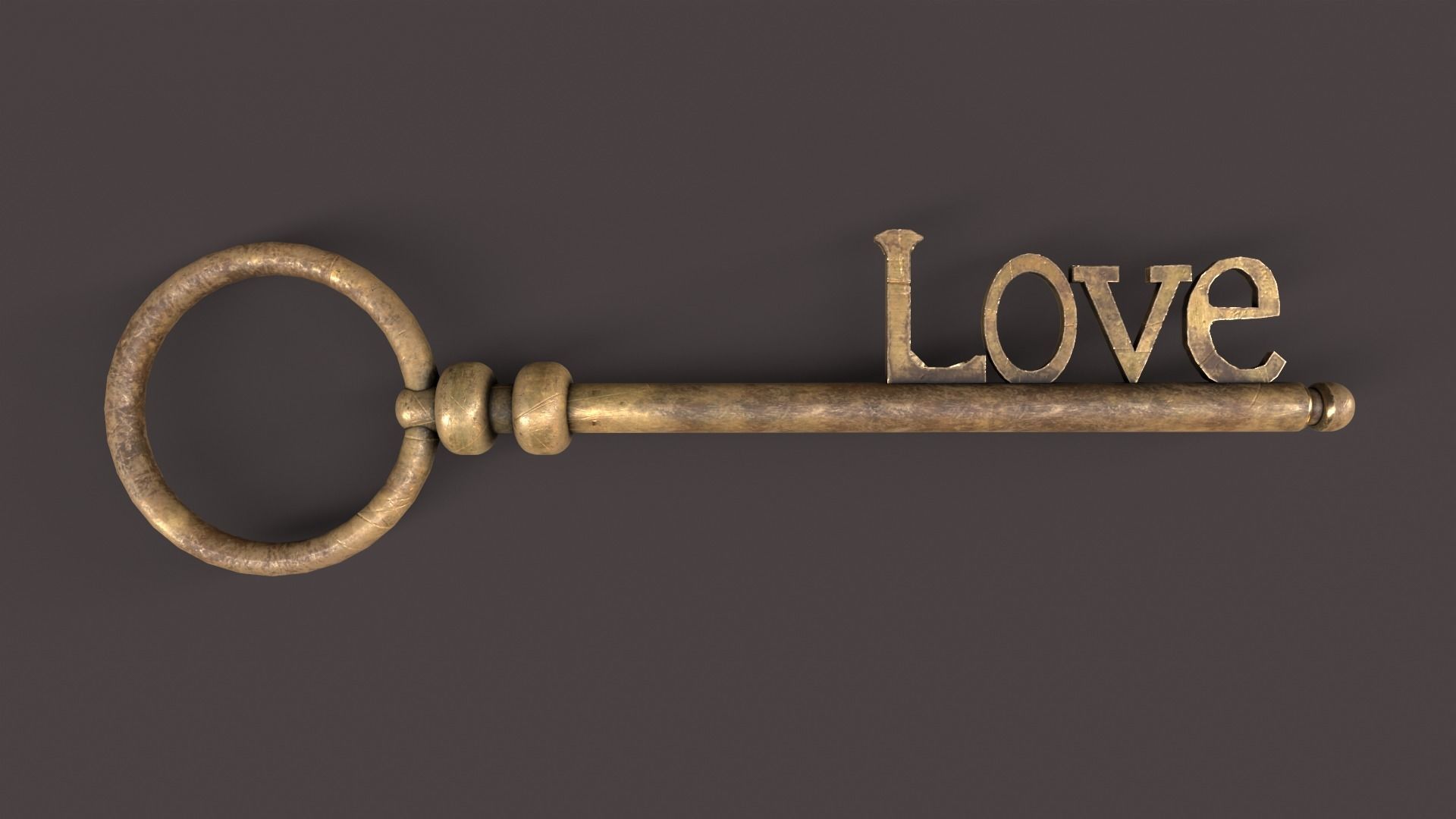 Medieval Copper Key V3 Low-poly 3D model_12