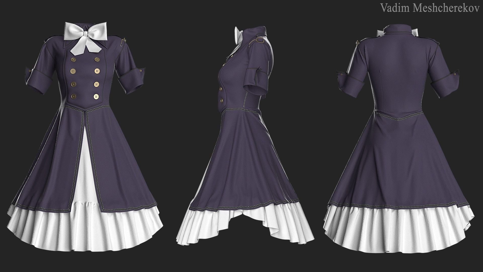 Vintage Dress 1  3D model_3