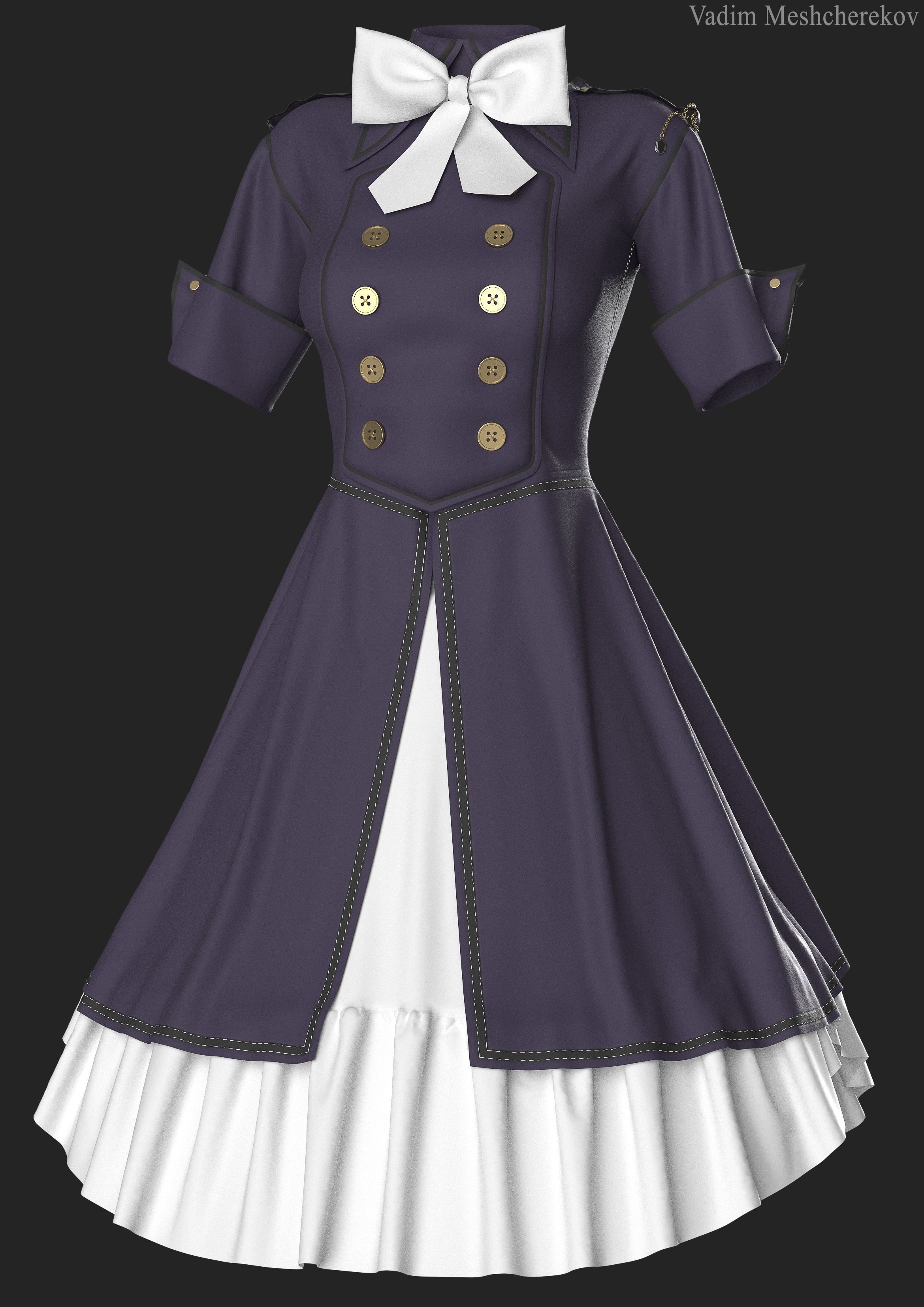 Vintage Dress 1  3D model_2