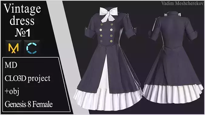 Vintage Dress 1  3D model