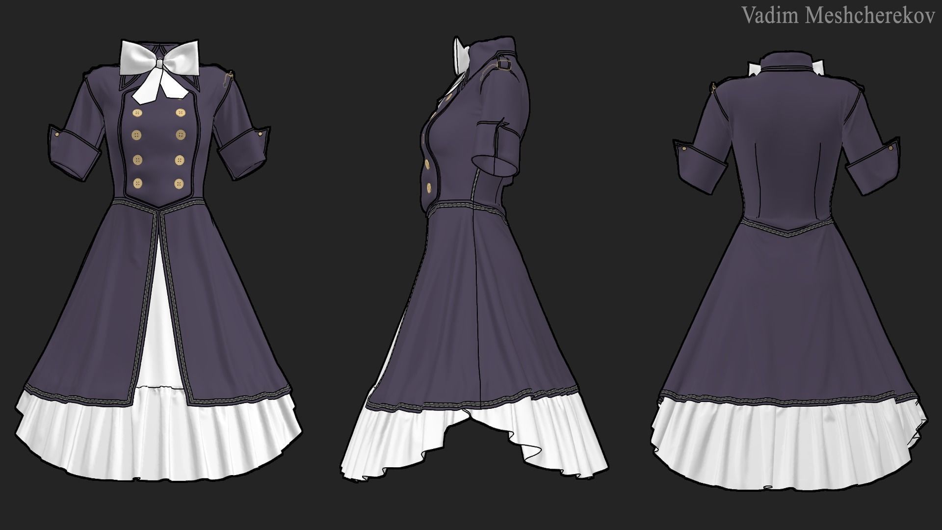 Vintage Dress 1  3D model_4