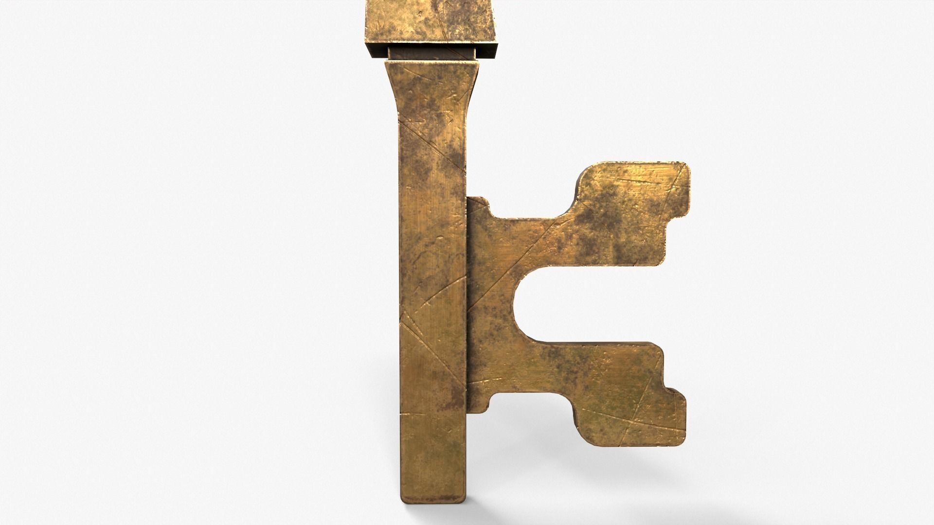 Medieval Copper Key V4 Low-poly 3D model_7