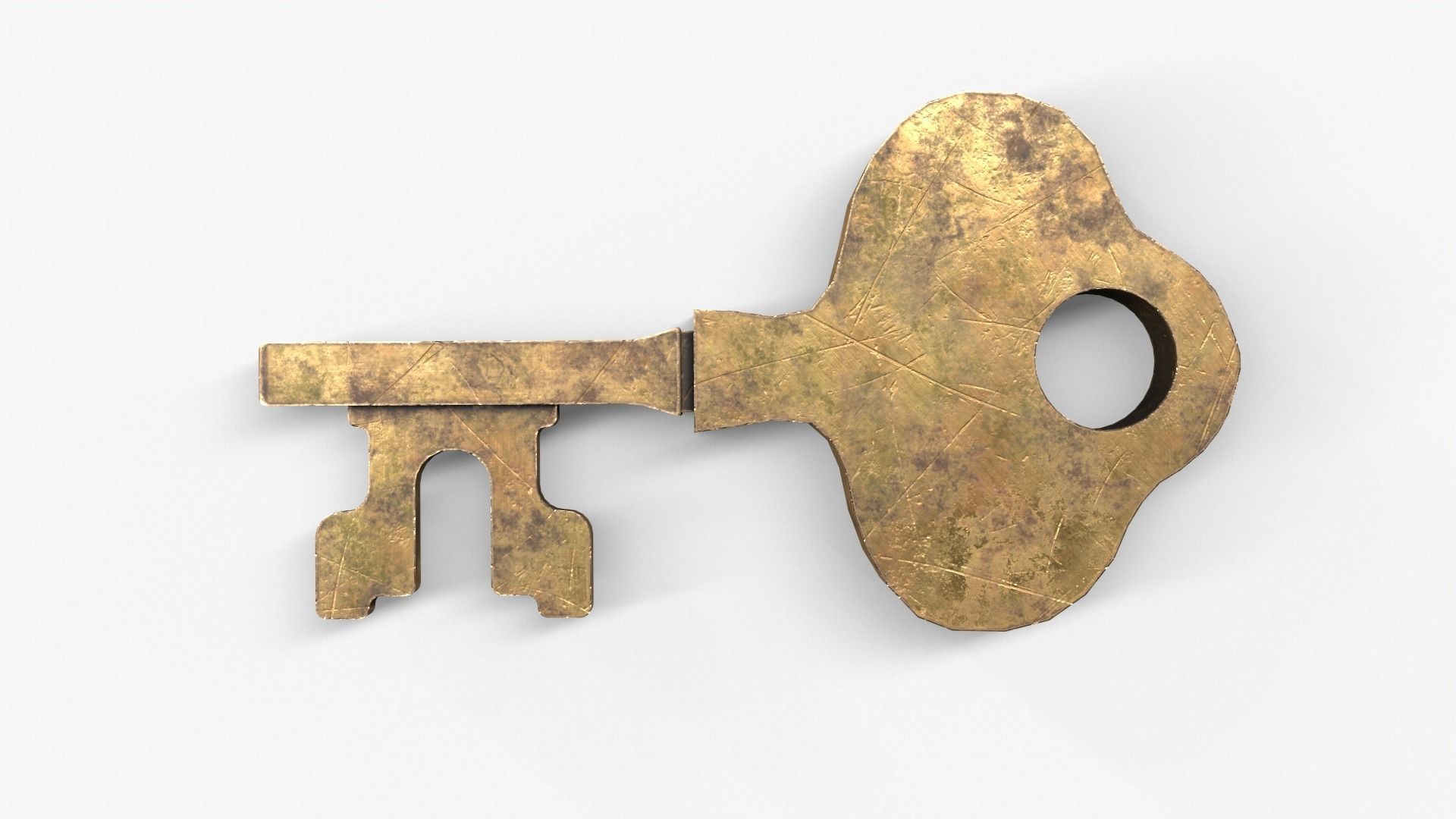 Medieval Copper Key V4 Low-poly 3D model_15