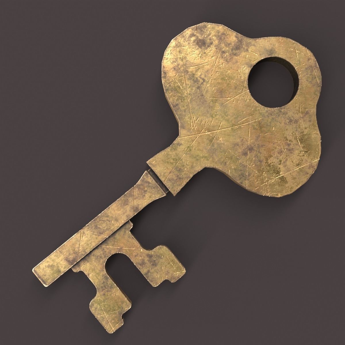 Medieval Copper Key V4 Low-poly 3D model_11