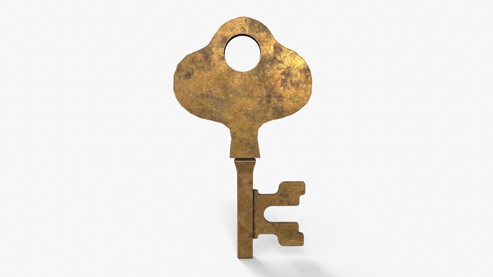 Medieval Copper Key V4 Low-poly 3D model_3