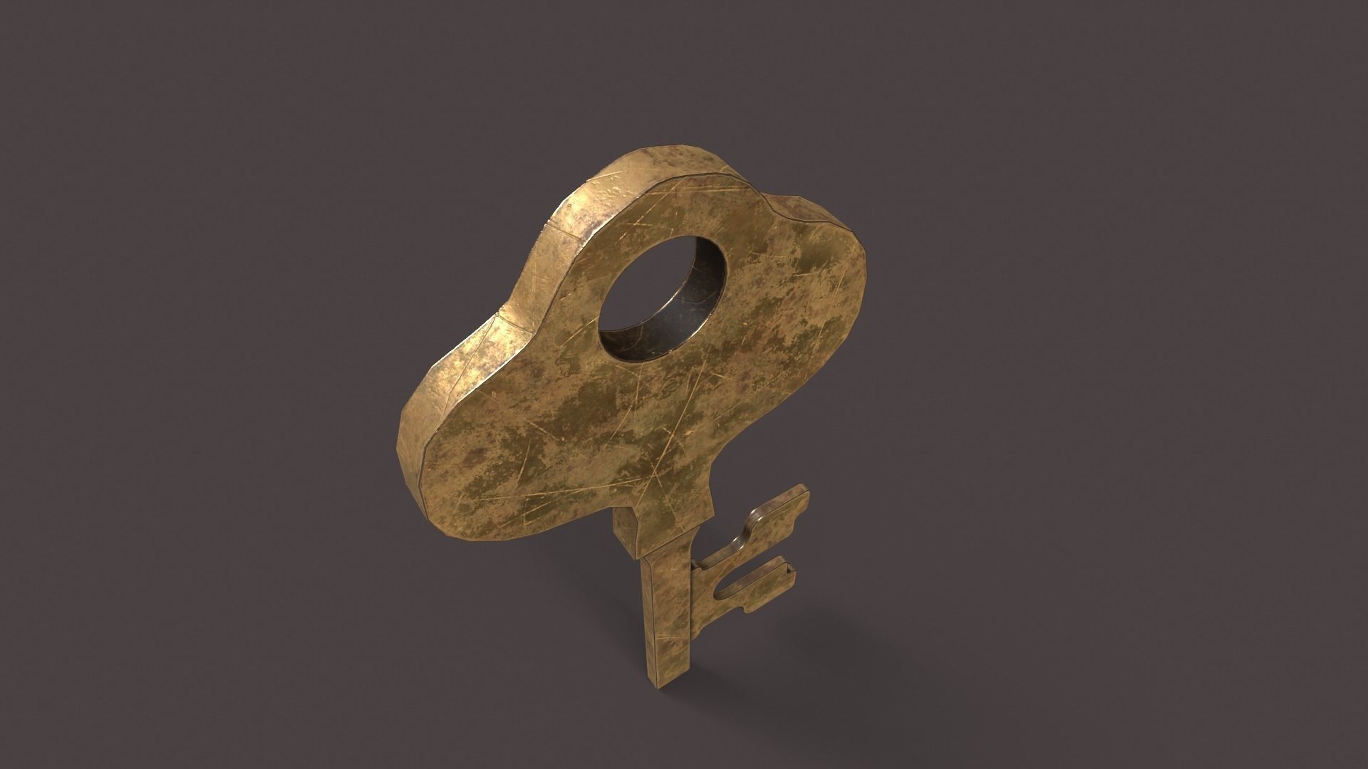 Medieval Copper Key V4 Low-poly 3D model_10