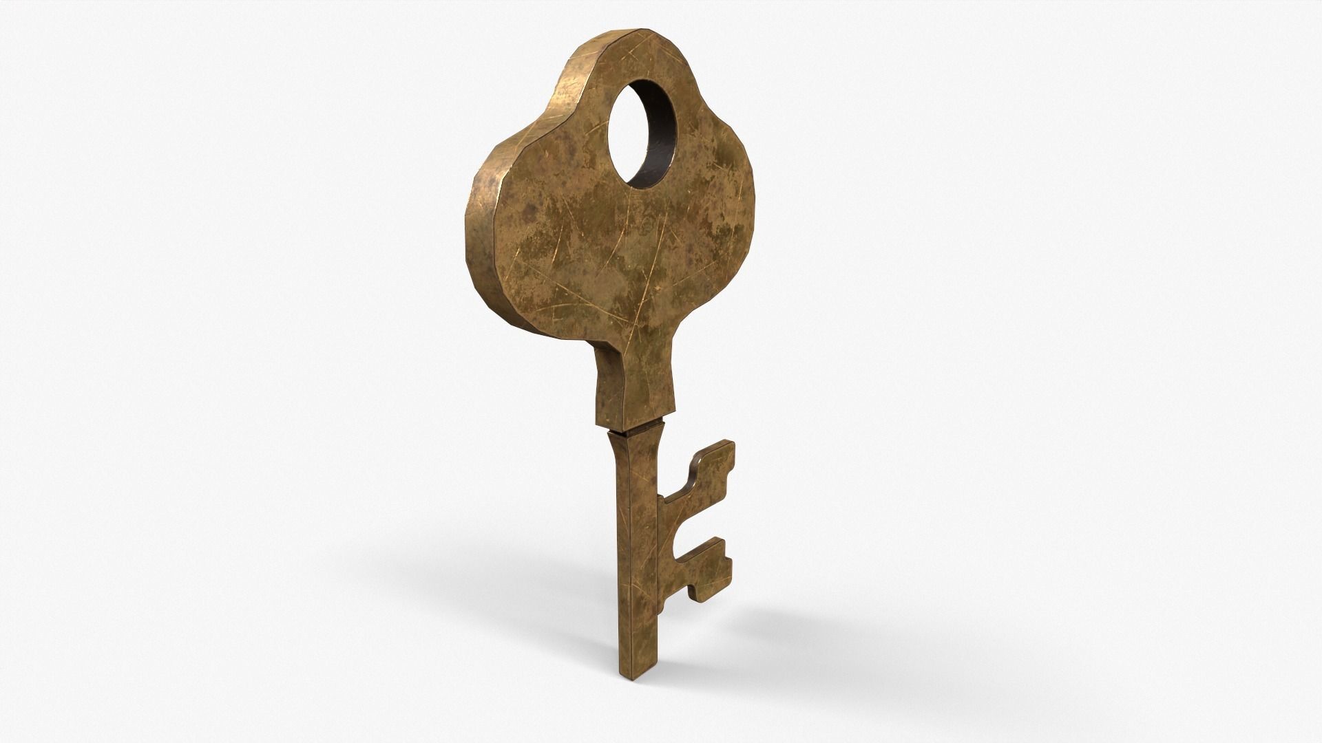 Medieval Copper Key V4 Low-poly 3D model_9