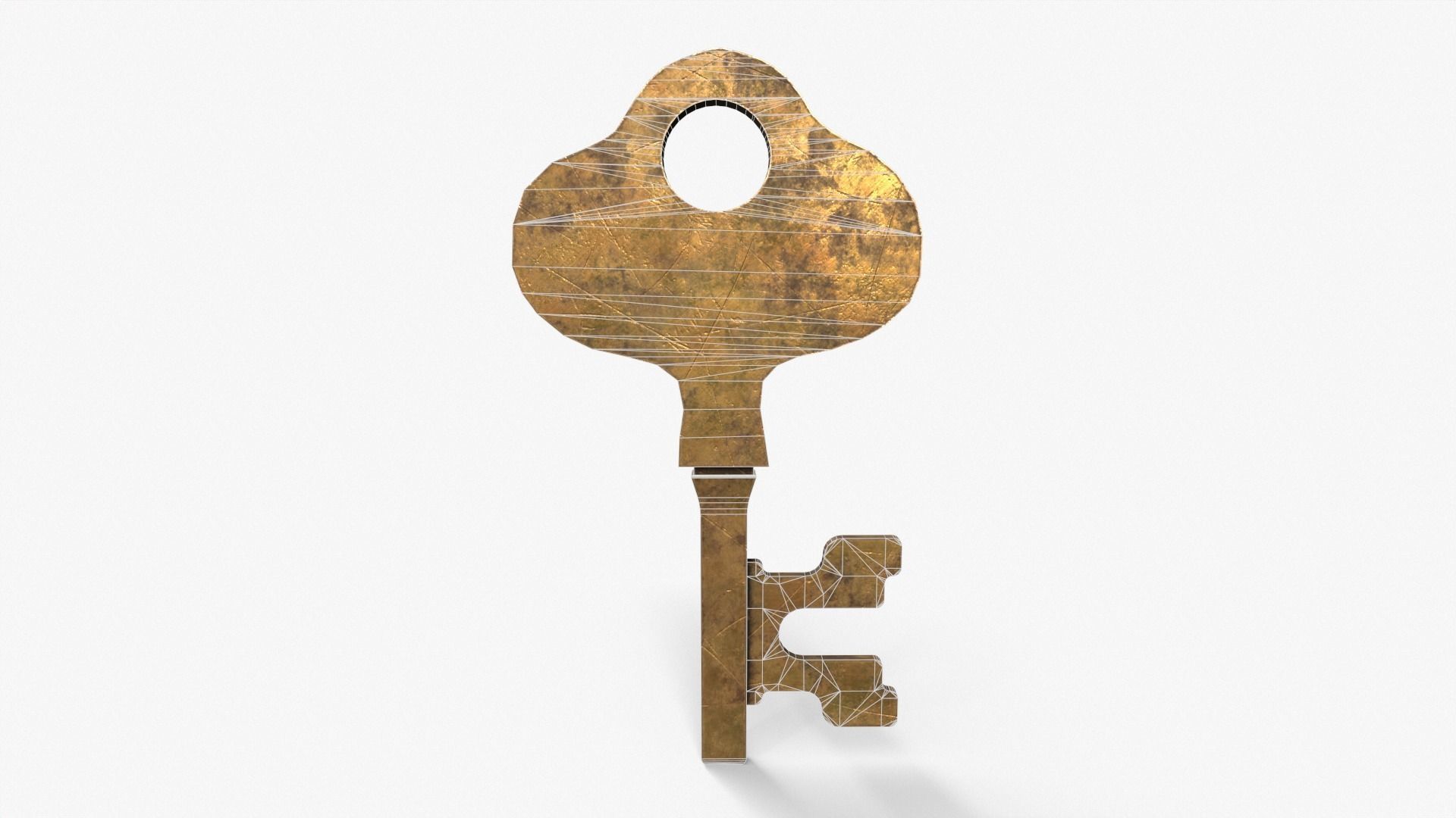 Medieval Copper Key V4 Low-poly 3D model_4