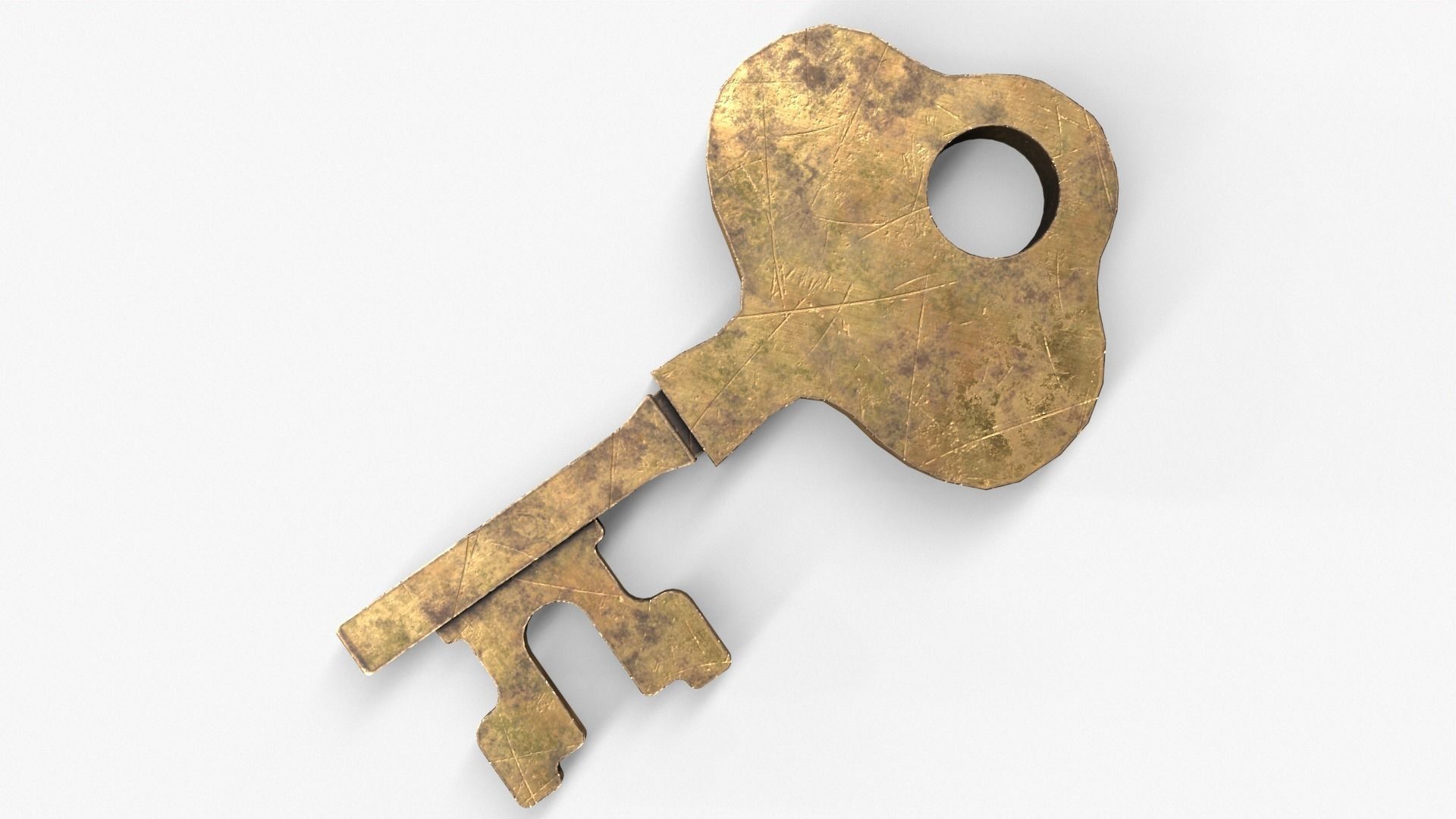 Medieval Copper Key V4 Low-poly 3D model_13