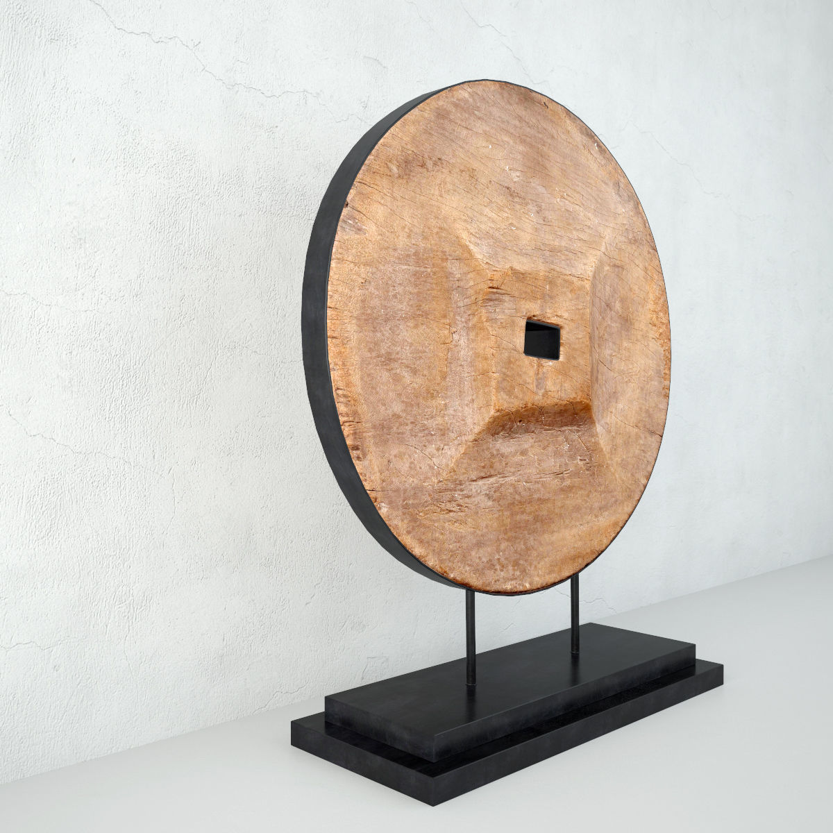 Rustic Ox Cart Wooden Wheel 3D model_3