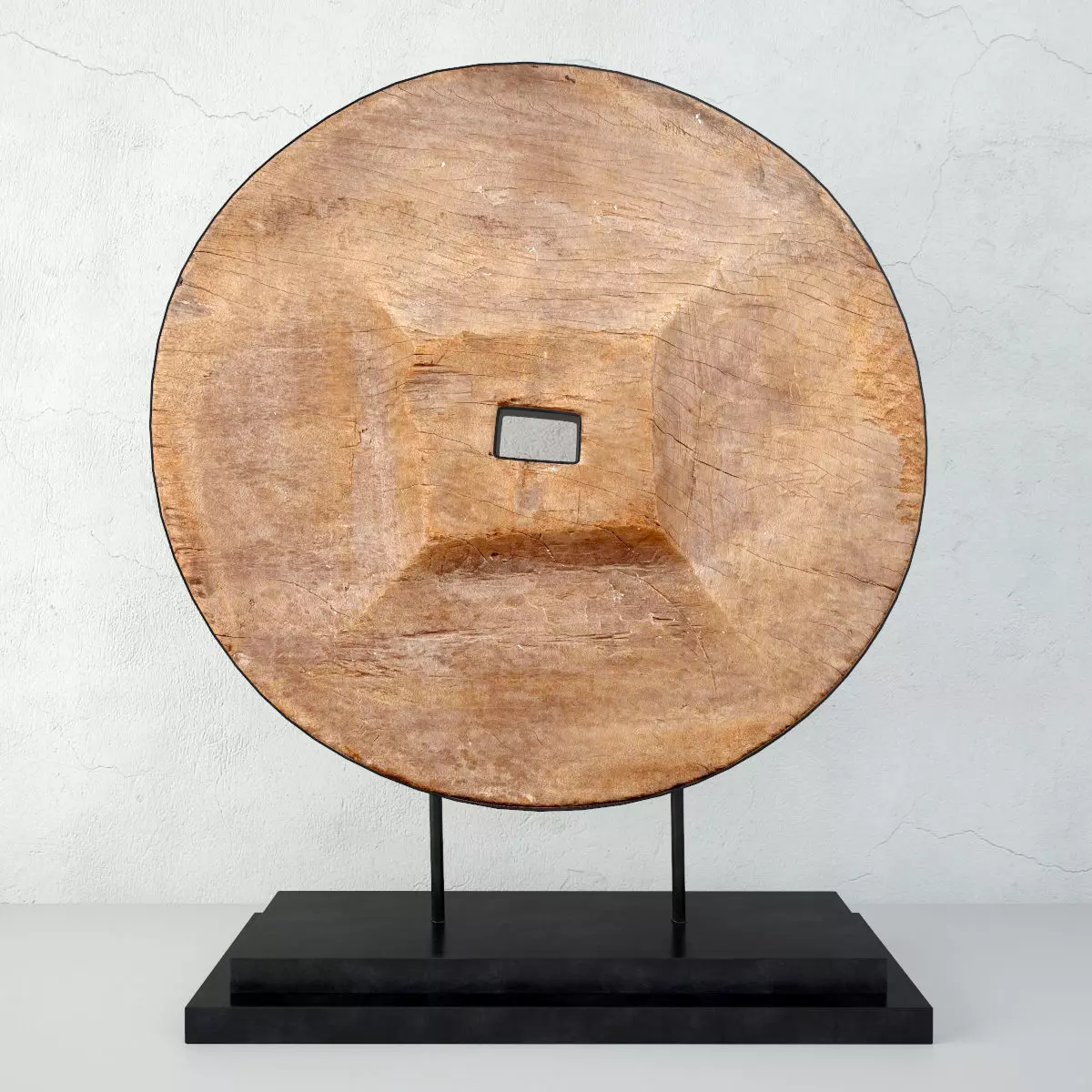 Rustic Ox Cart Wooden Wheel 3D model_0