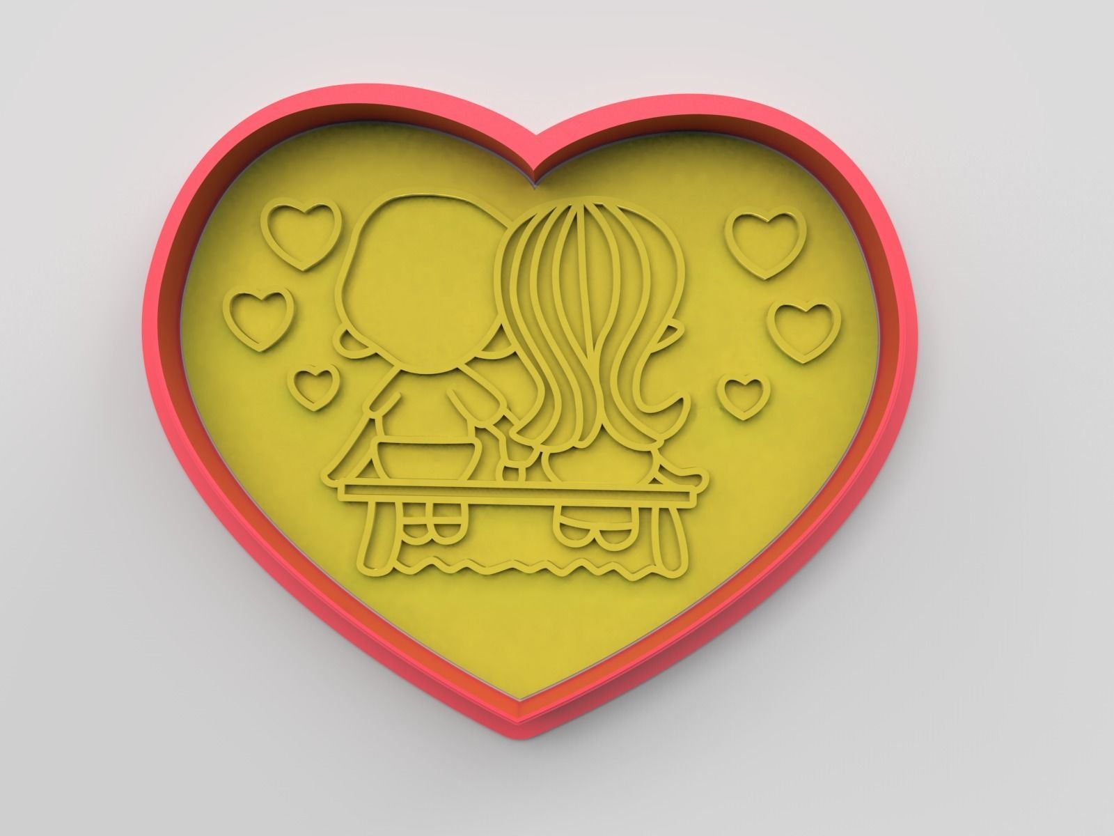 Cookie cutter and stamp - Heart and romantic 3D print model_3