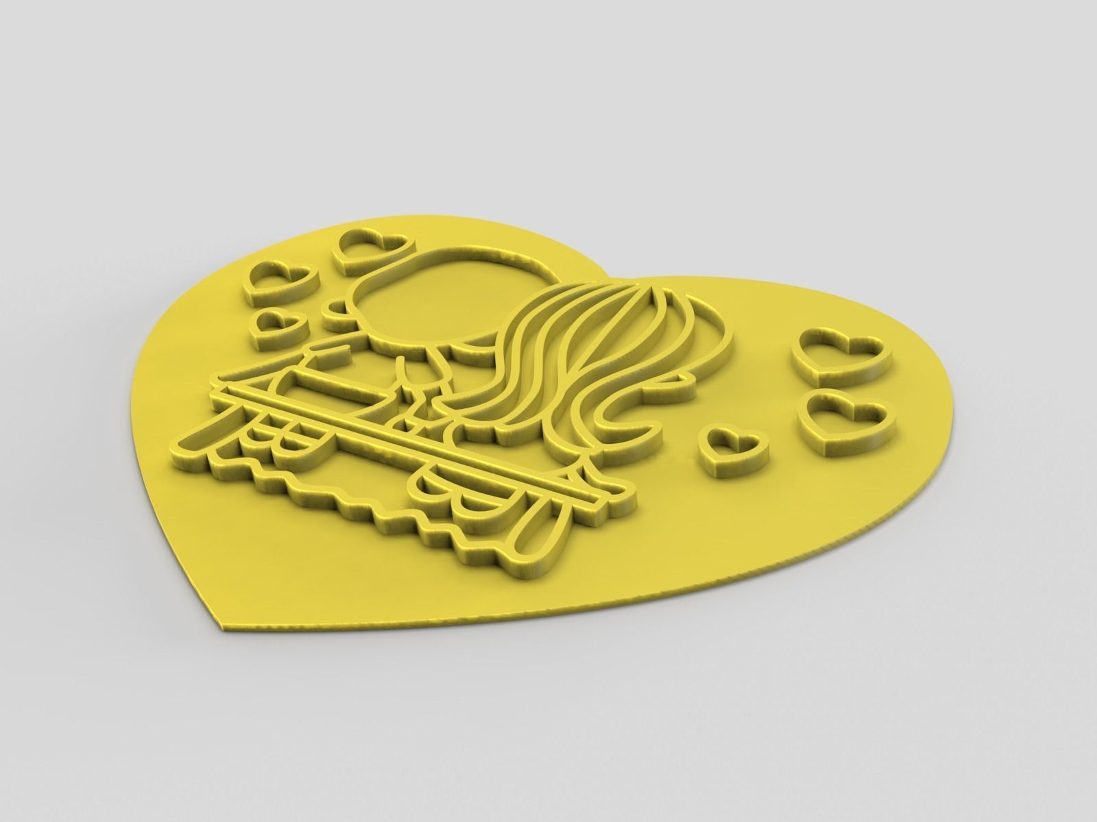 Cookie cutter and stamp - Heart and romantic 3D print model_2