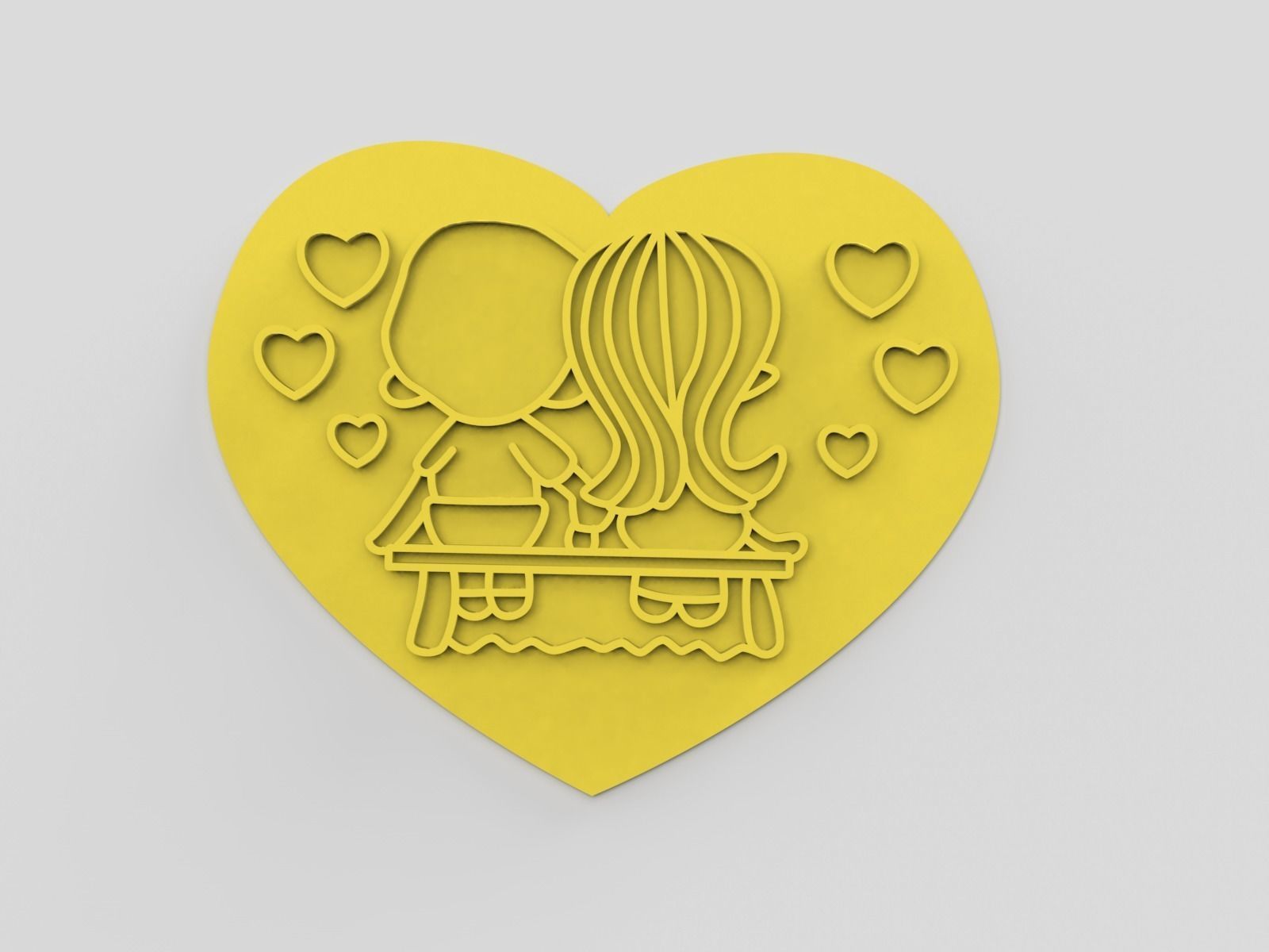 Cookie cutter and stamp - Heart and romantic 3D print model_5