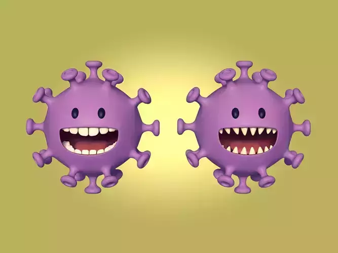 Cartoon Virus Character Low-poly 3D model