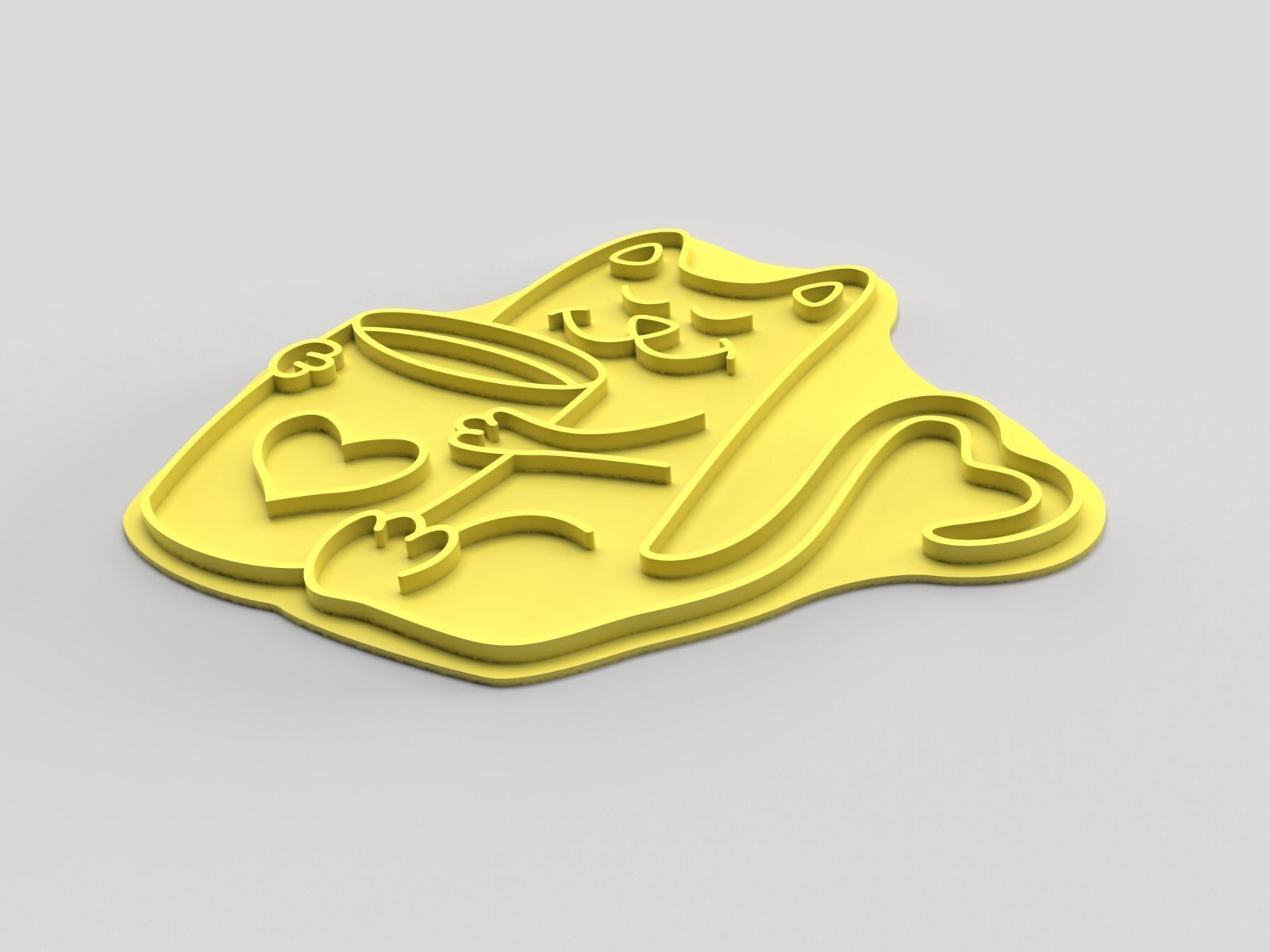 Cookie cutter and stamp - Cat and cup 3D print model_2