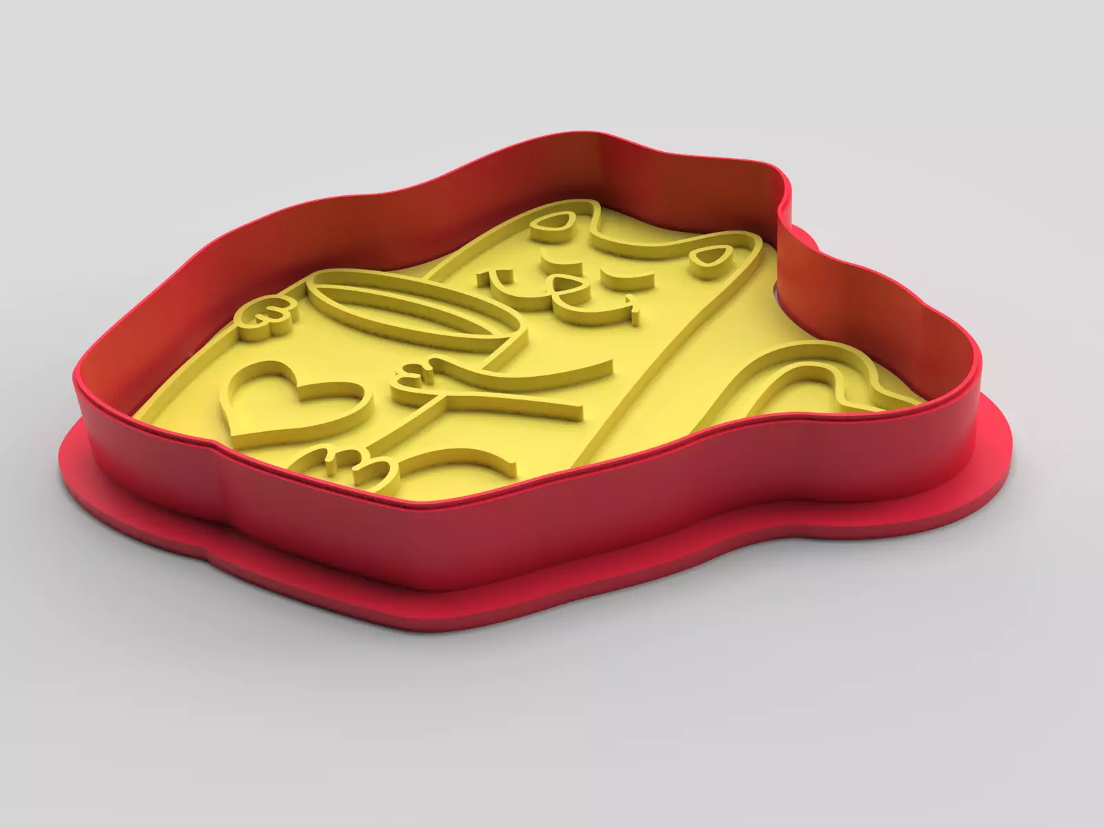 Cookie cutter and stamp - Cat and cup 3D print model_0