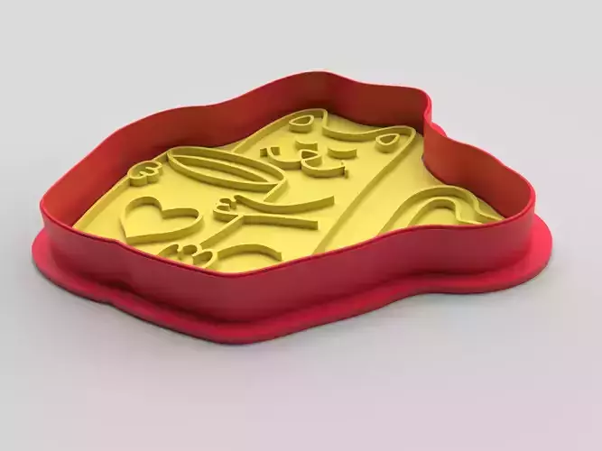 Cookie cutter and stamp - Cat and cup 3D print model