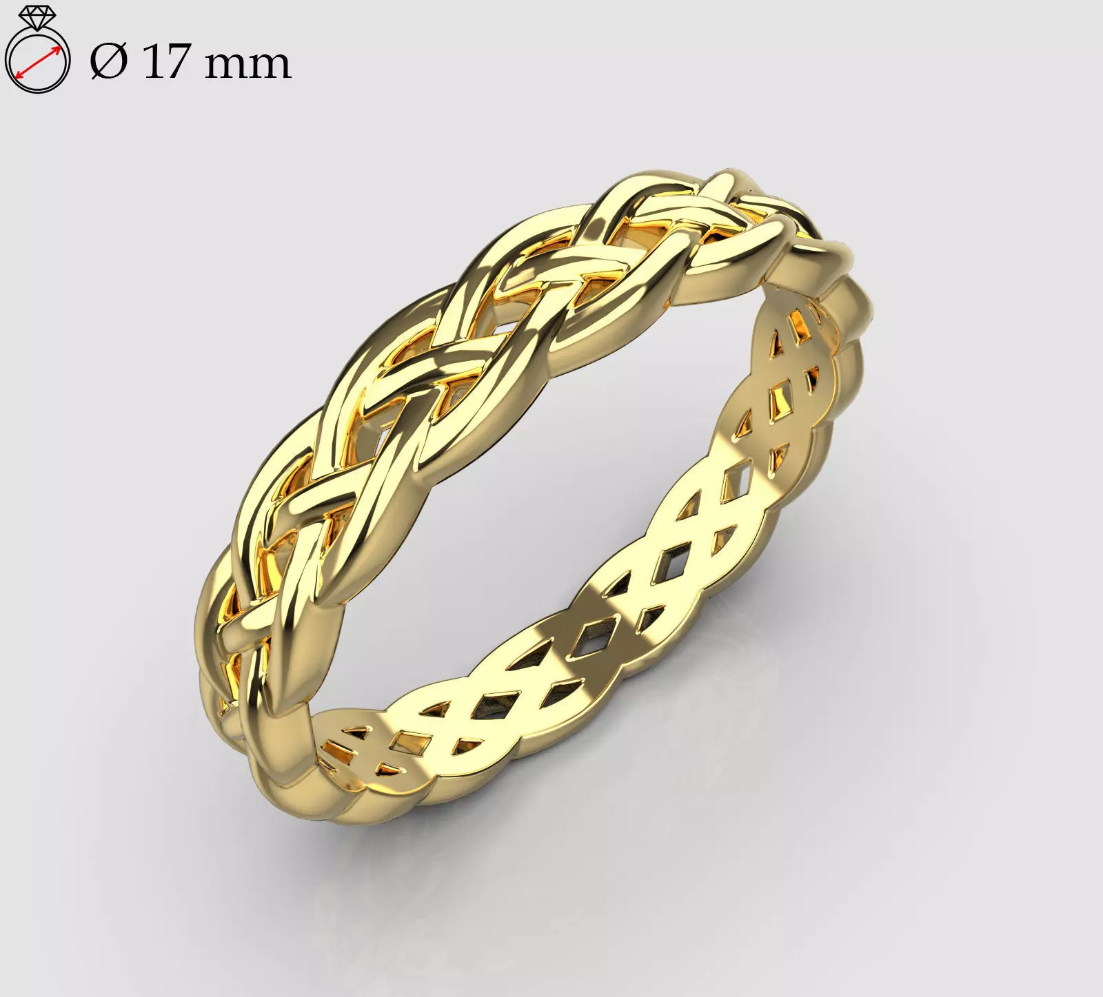 Women ring with binding size 17 mm 3D print model_0