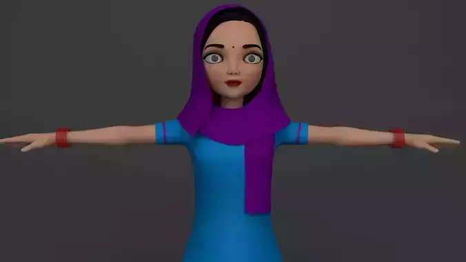 Women Cartoon  Low-poly 3D model