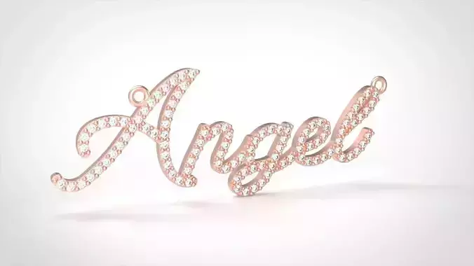 Model 376  Name Necklace Angel Diamond