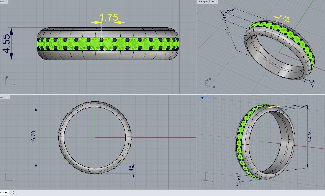 Ring with diamonds 3D print model_3