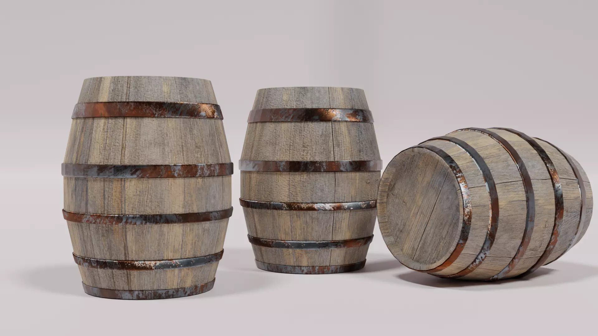 Wooden Barrel Free low-poly 3D model