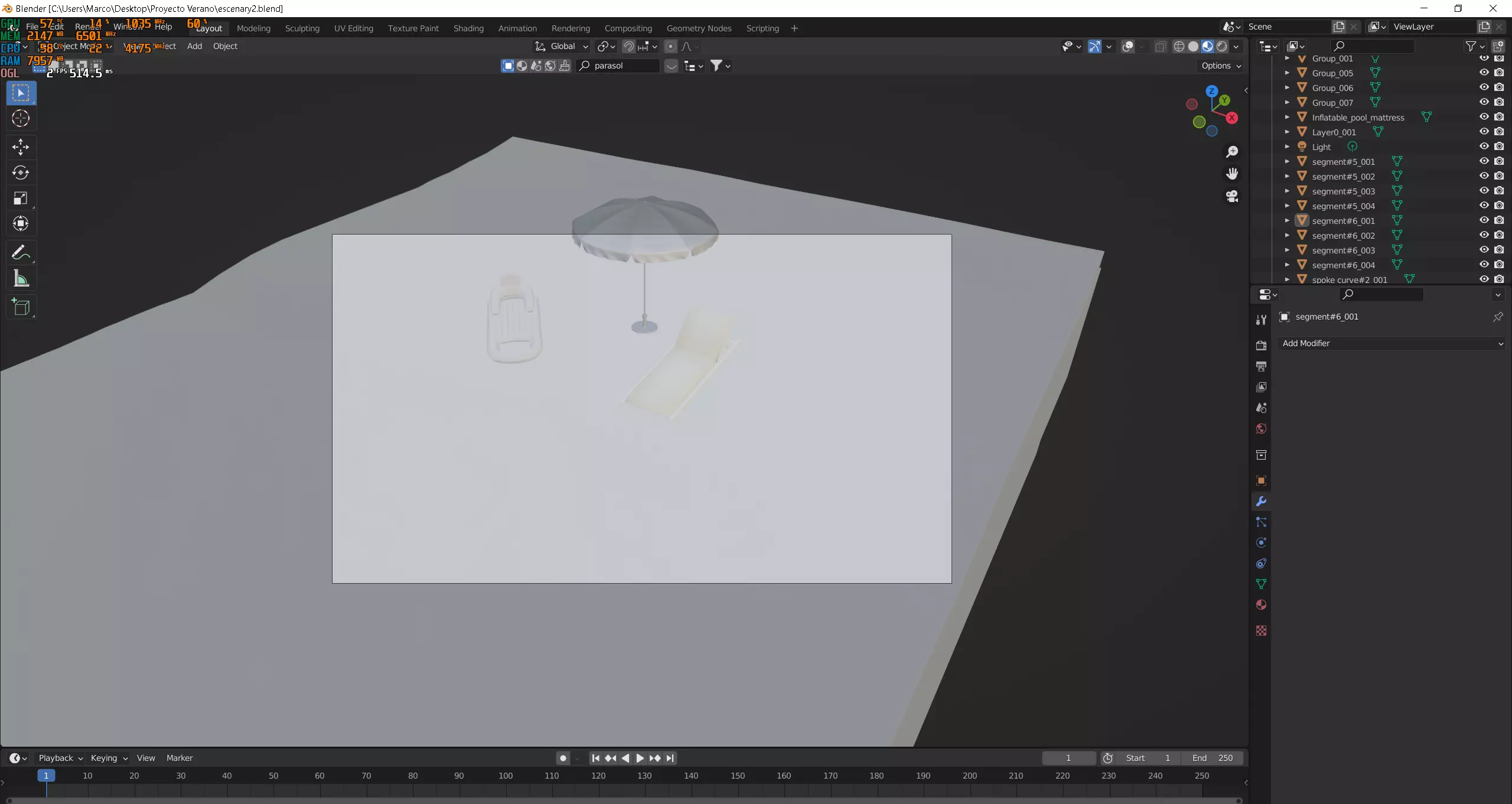 Beach table with object Free 3D model