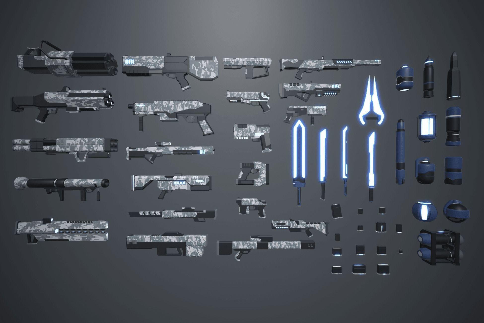 LowPoly Sci Fi Guns Pack Low-poly 3D model_3
