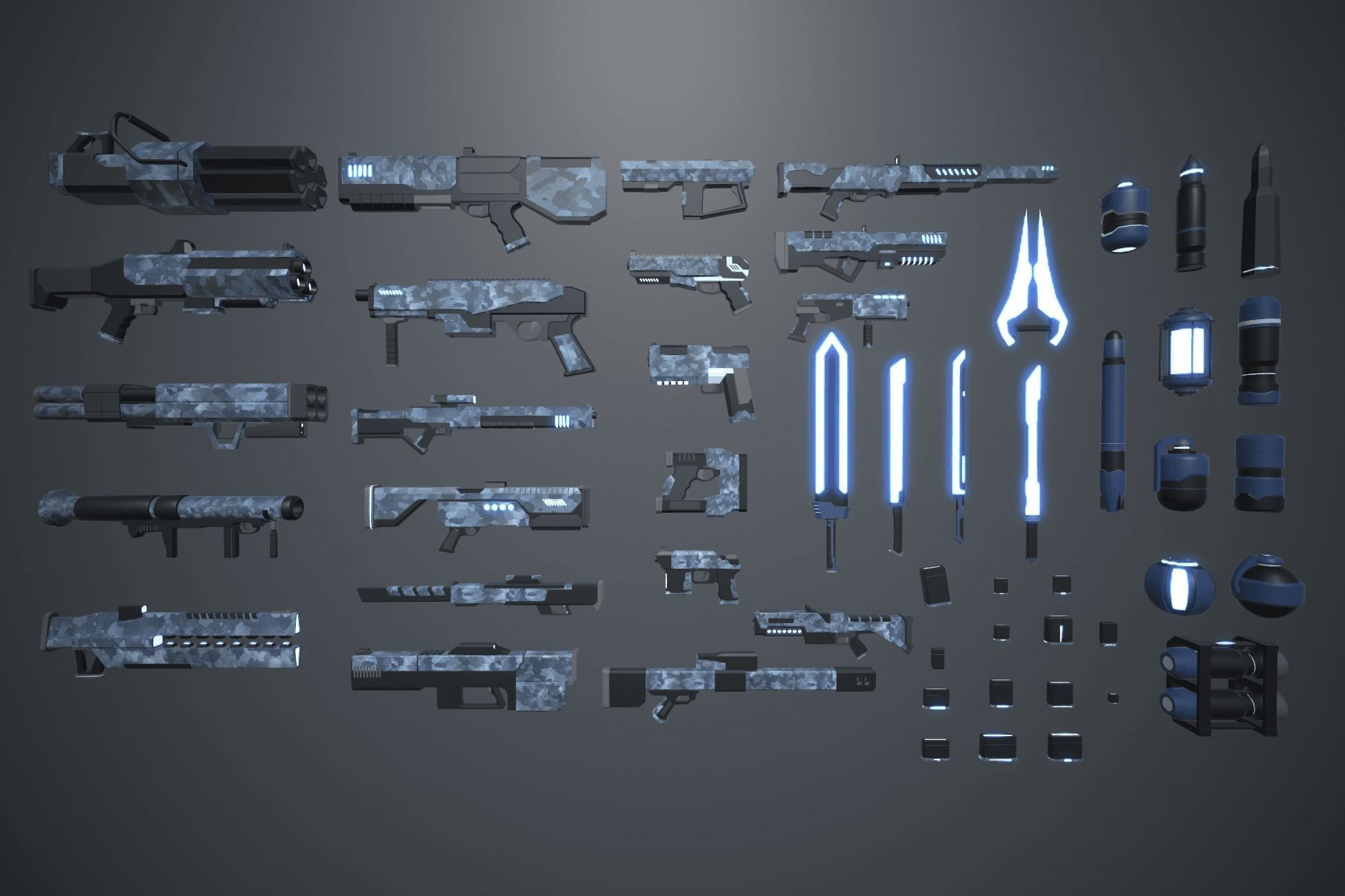 LowPoly Sci Fi Guns Pack Low-poly 3D model_2