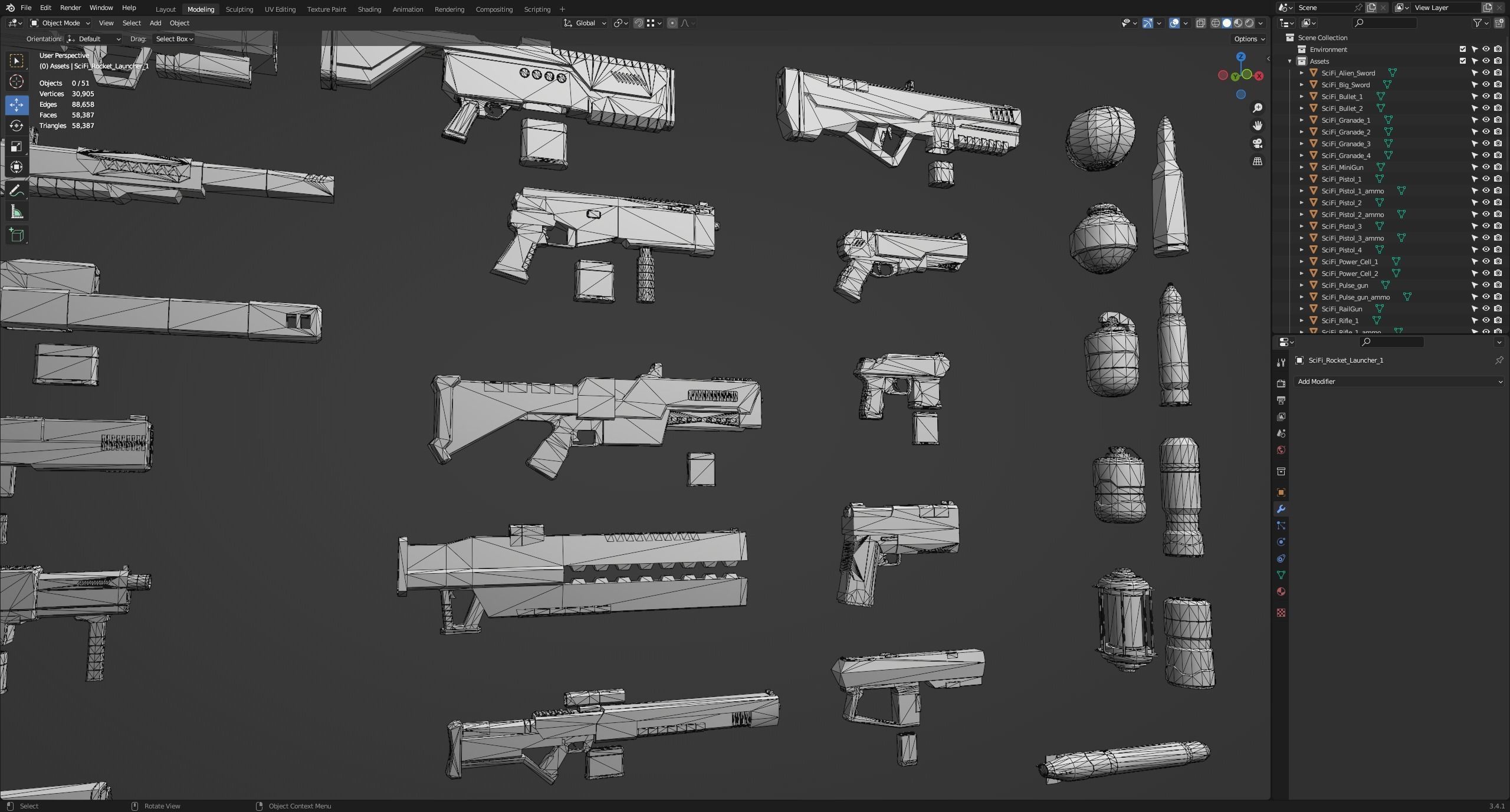LowPoly Sci Fi Guns Pack Low-poly 3D model_8