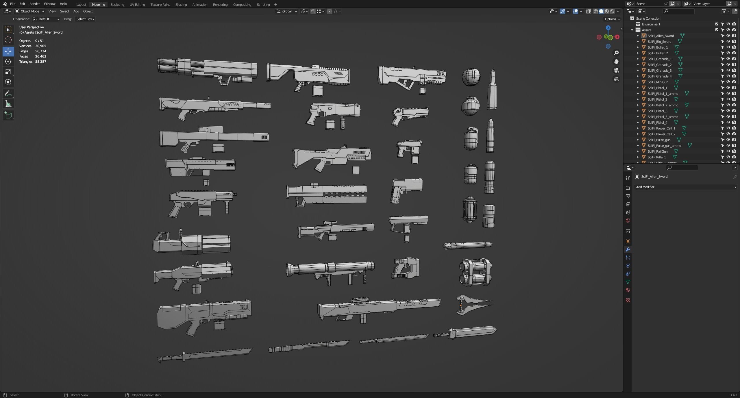 LowPoly Sci Fi Guns Pack Low-poly 3D model_7