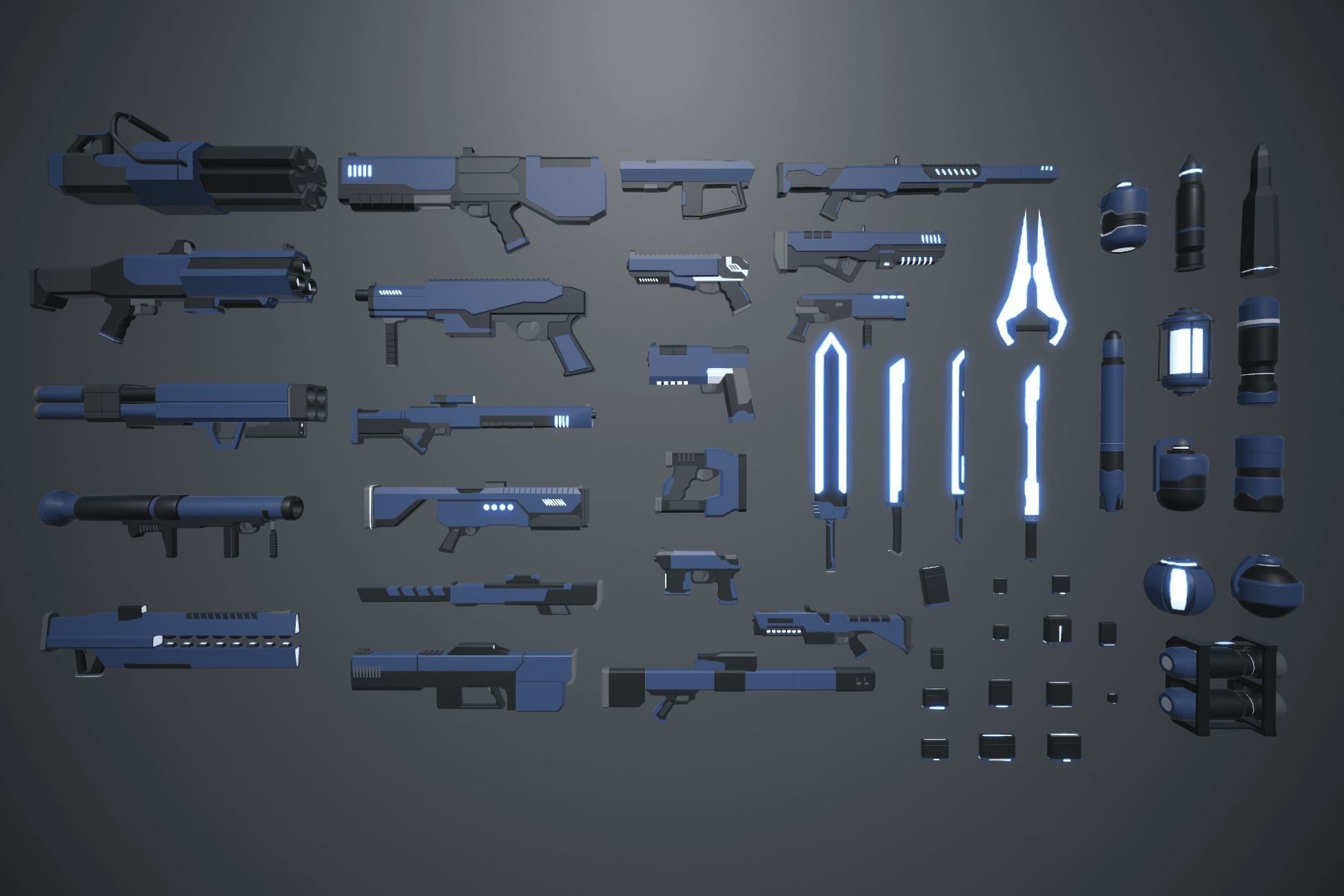 LowPoly Sci Fi Guns Pack Low-poly 3D model_4