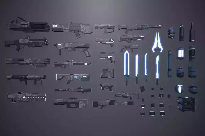 LowPoly Sci Fi Guns Pack