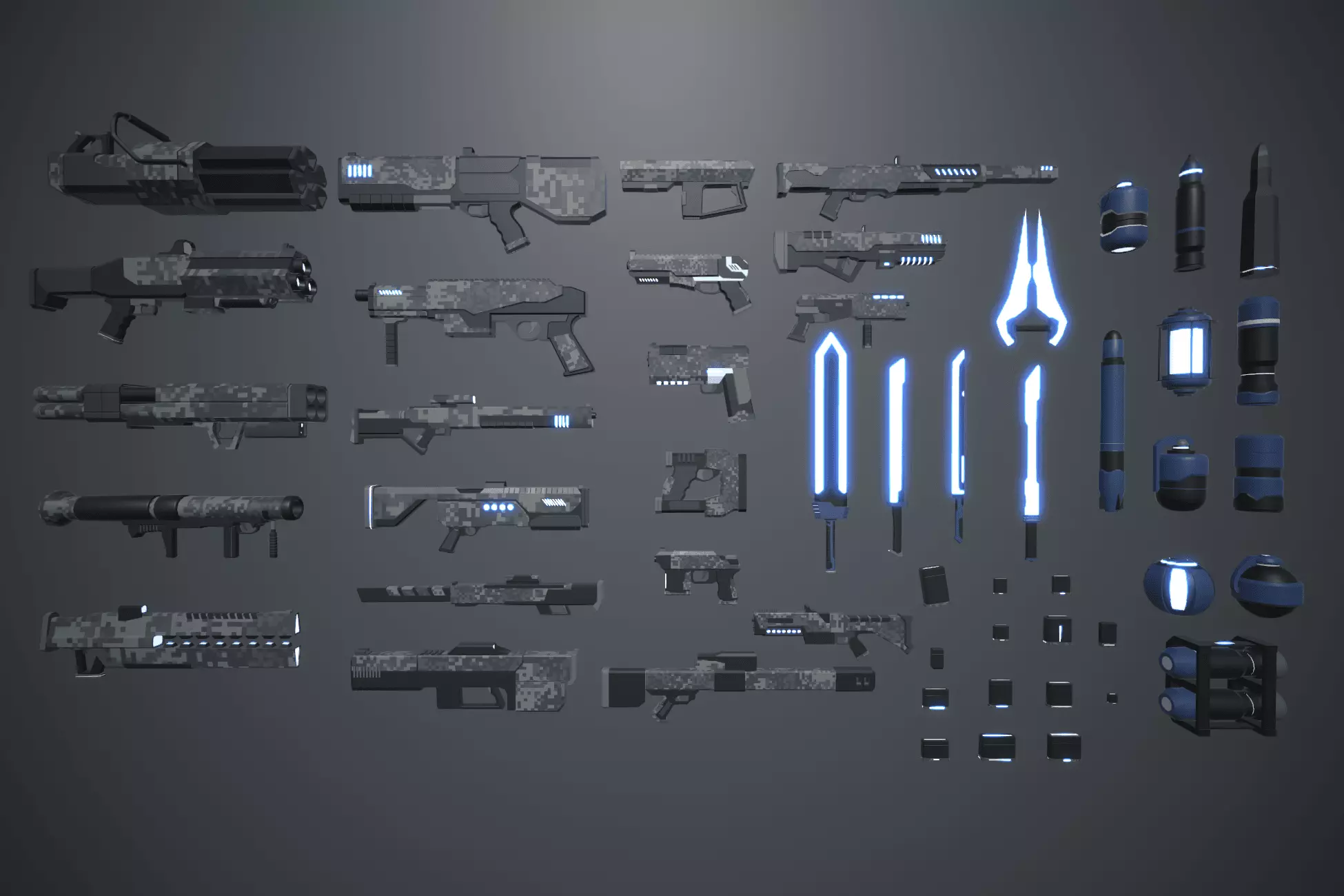 LowPoly Sci Fi Guns Pack Low-poly 3D model_0