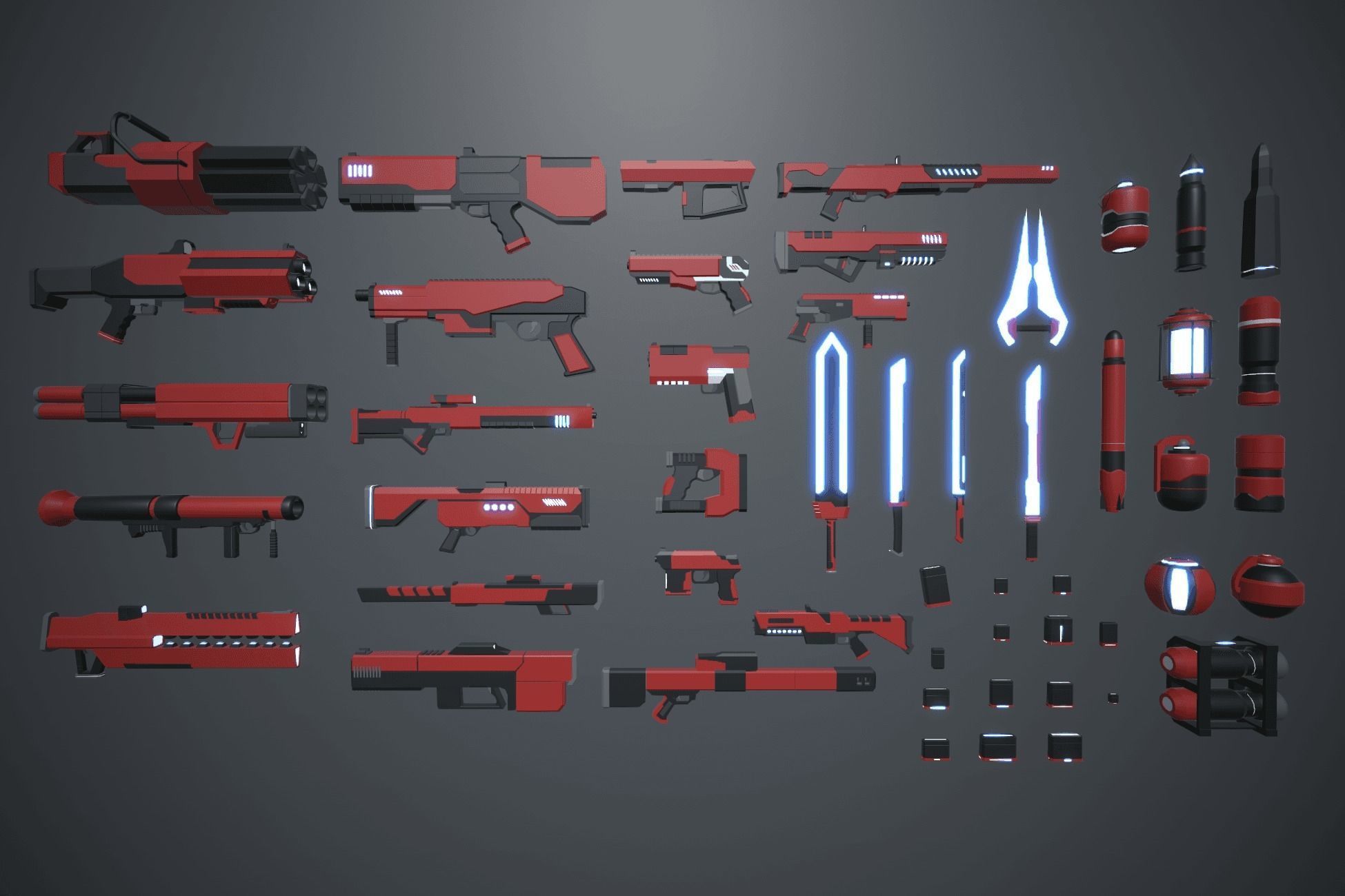 LowPoly Sci Fi Guns Pack Low-poly 3D model_1