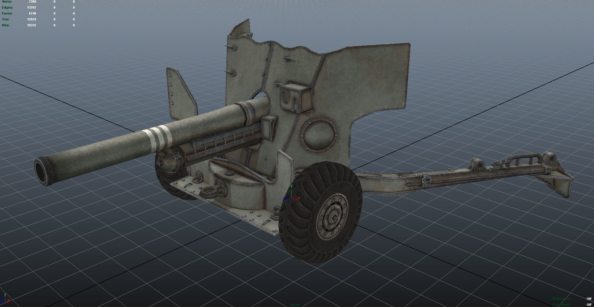 Low Poly Ordnance QF 6-pounder Low-poly 3D model_4