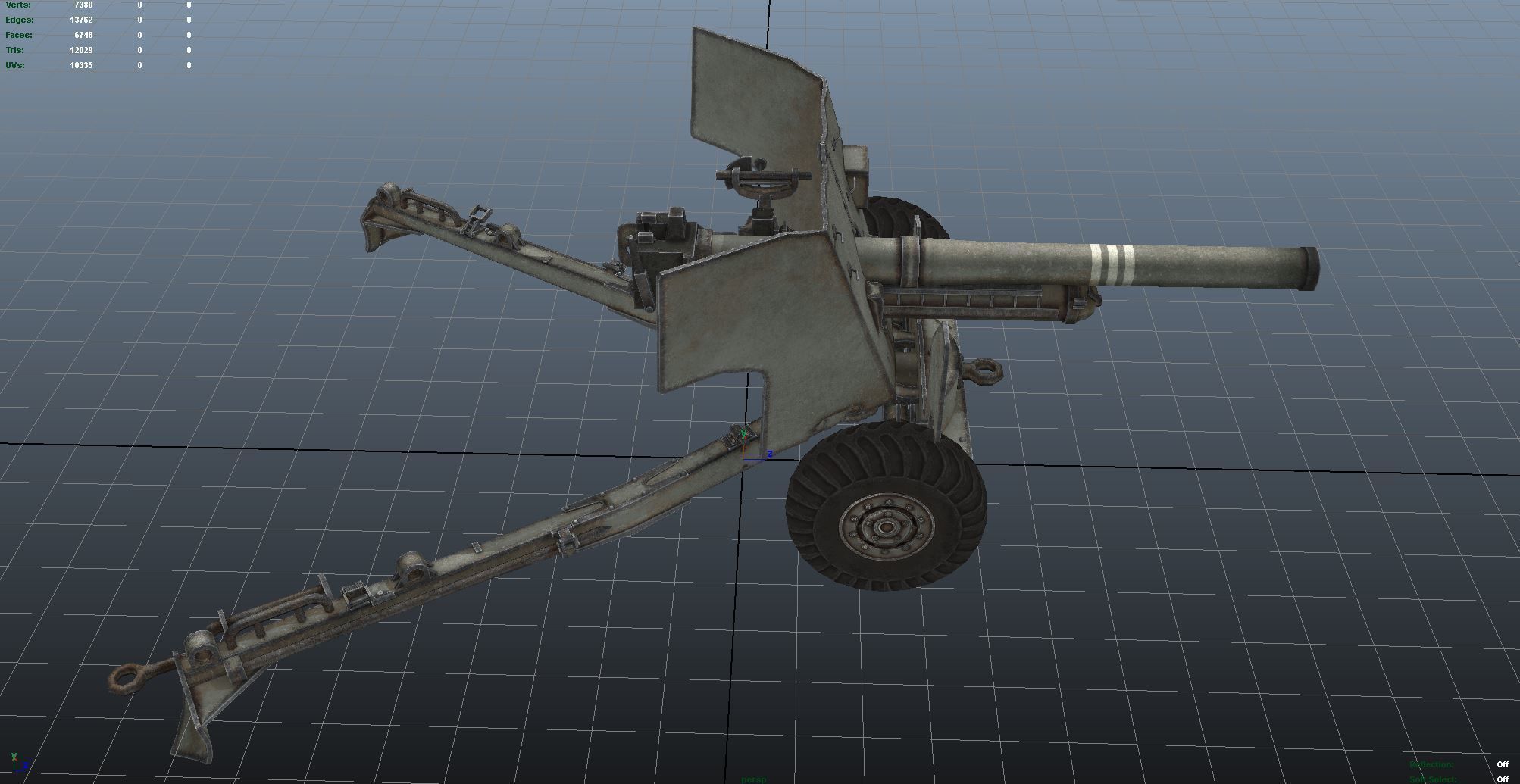 Low Poly Ordnance QF 6-pounder Low-poly 3D model_5