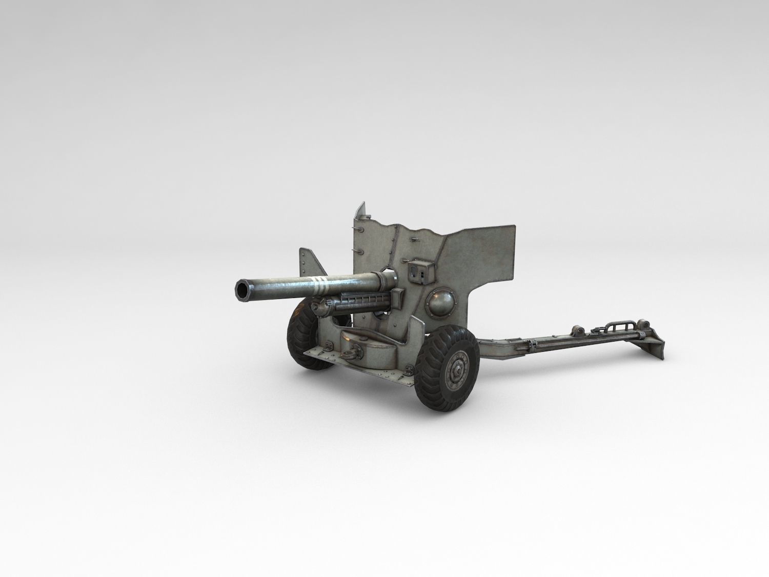 Low Poly Ordnance QF 6-pounder Low-poly 3D model_6