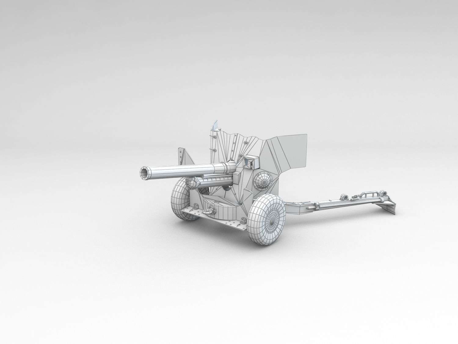 Low Poly Ordnance QF 6-pounder Low-poly 3D model_7